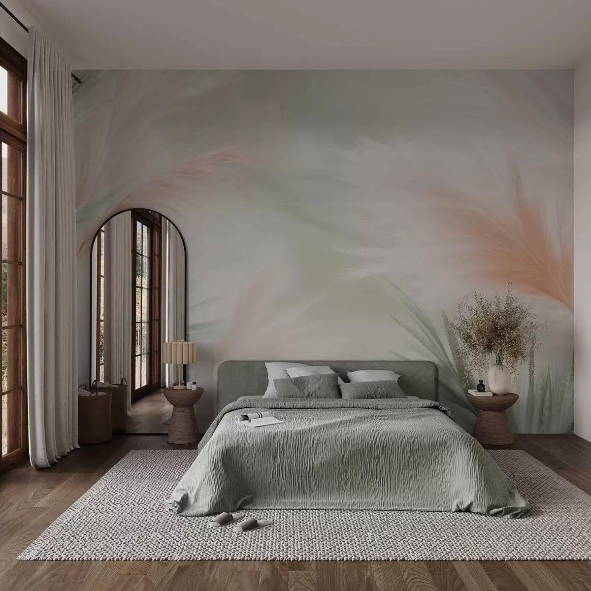 Fototapet jemná pampová tráva v jemných barvách w02688