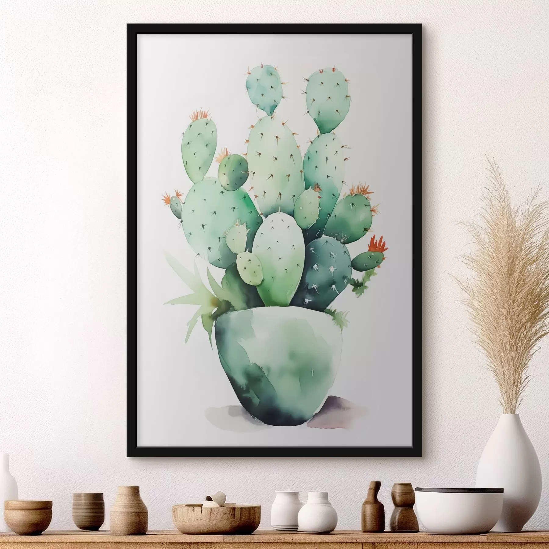 Obraz Imitace kaktusu mokrým akvarelem Č. f42410