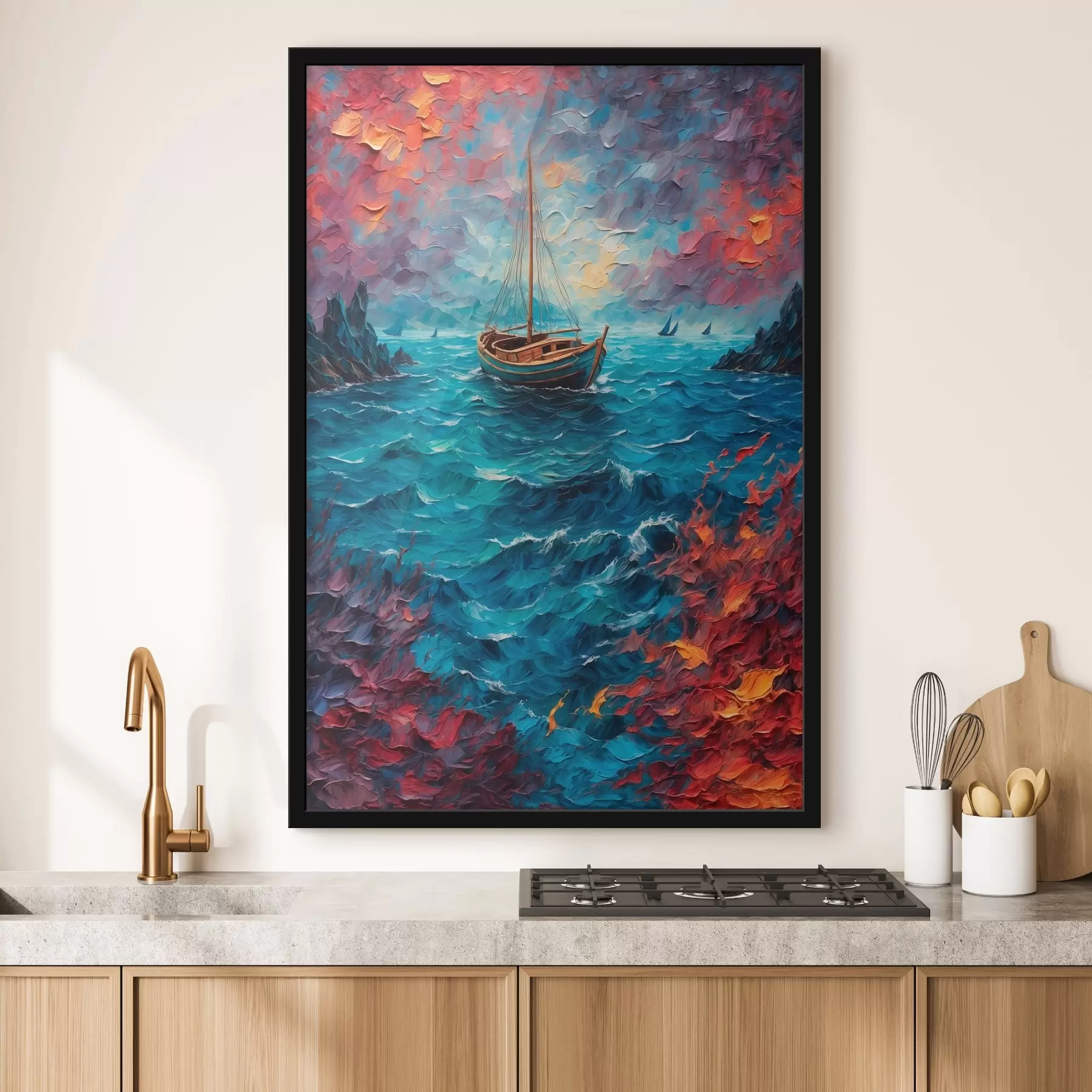 Obraz Loď plující po rozbouřeném moři Č. f42250