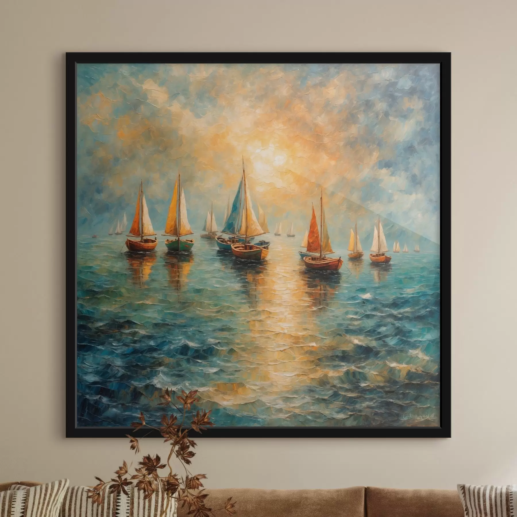 Fototapet Lodě plující do západu slunce f42251