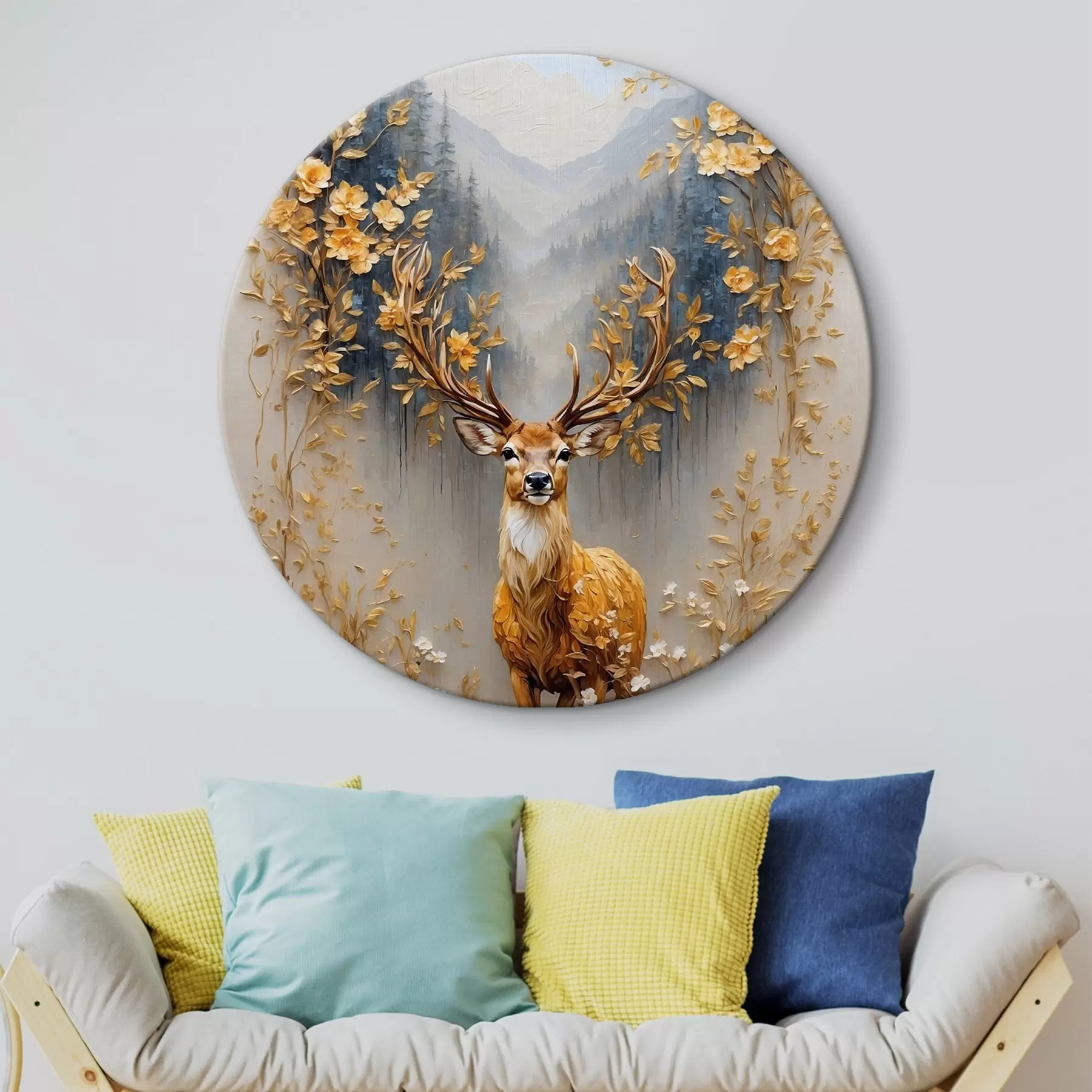 Obraz Jelen s velkým parožím na pozadí lesa Č. r42252