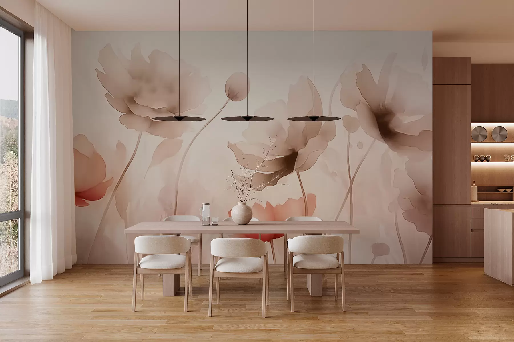 Fototapet Vlčí máky nad horami w02820