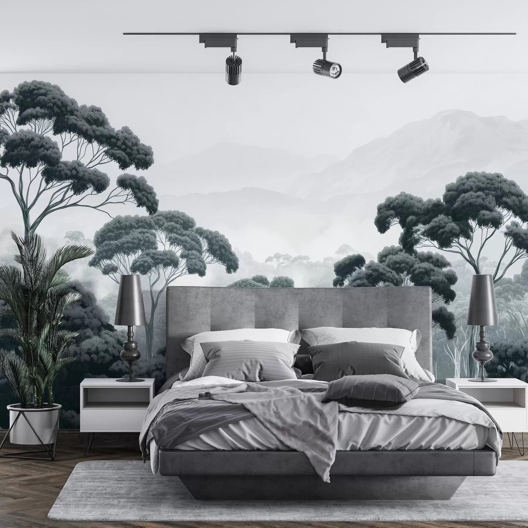 Fototapet Džungle les, hory, tropické, příroda, velké stromy, tmavě modré barvy w02739