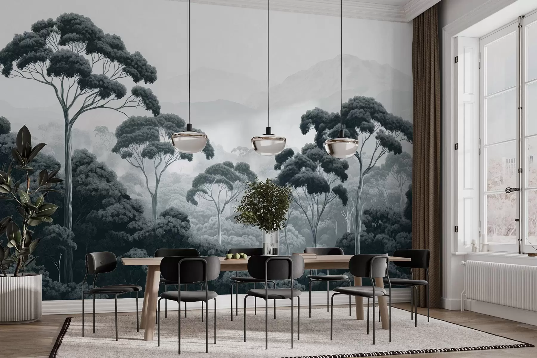 Fototapet Džungle les, hory, tropické, příroda, velké stromy, tmavě modré barvy w02739