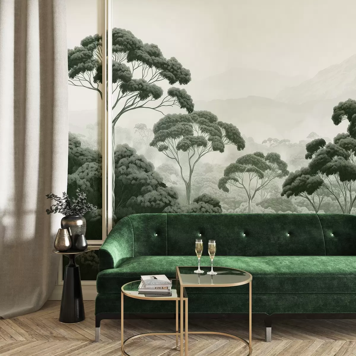 Fototapet Džungle les, hory, tropické, příroda, velké stromy, tmavě zelené barvy w02739v1