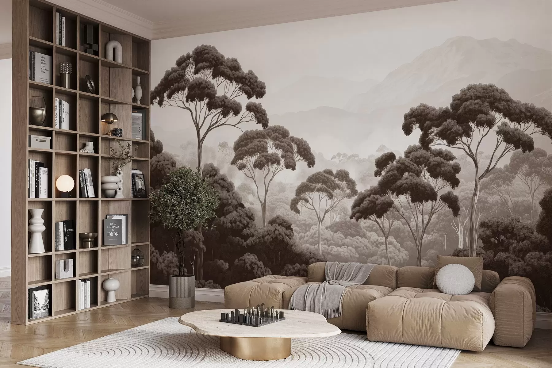 Fototapet Džungle les, hory, tropické, příroda, velké stromy, hnědé barvy w02739v2