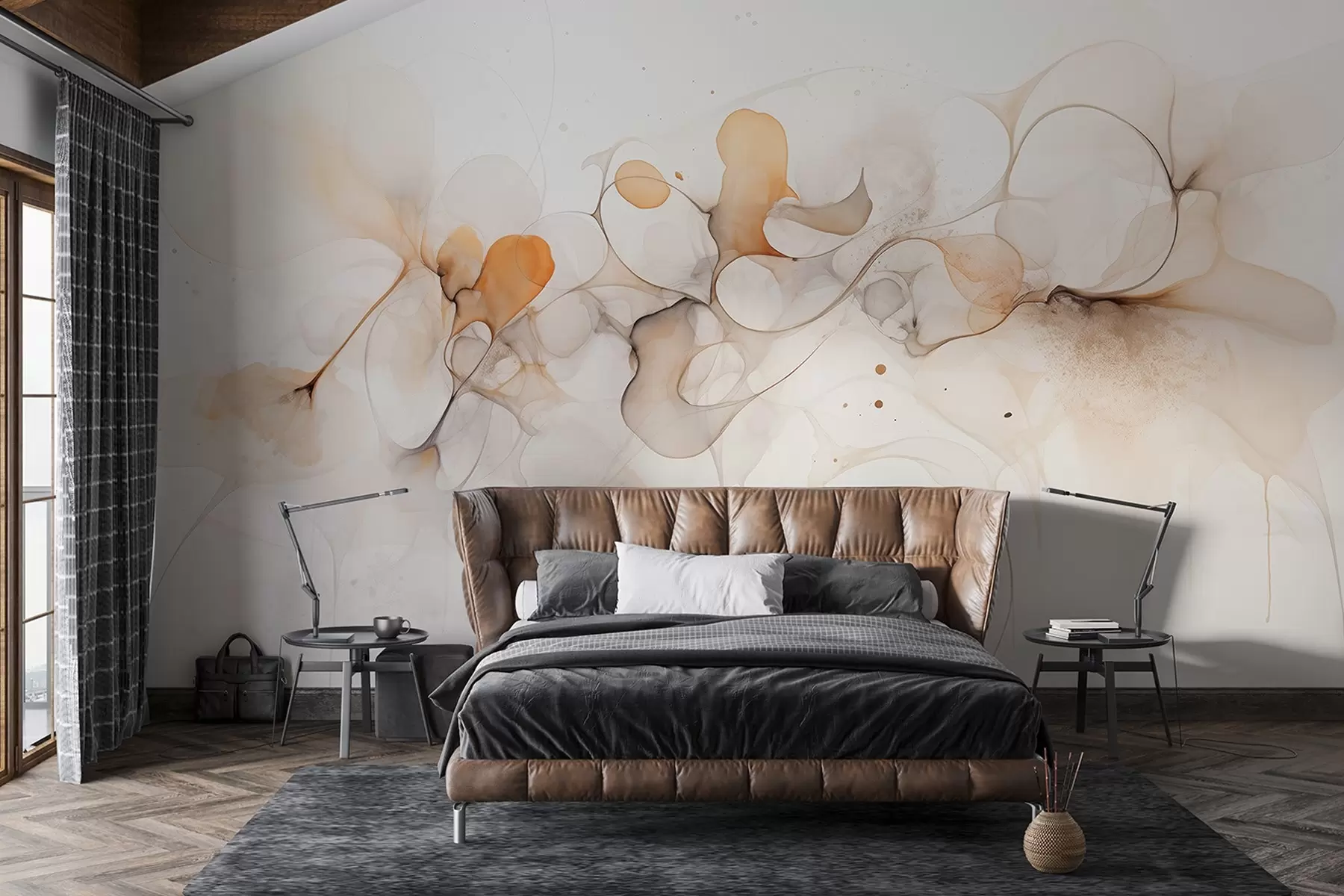 Fototapet Plynulý umělecký styl, abstrakce, jemné béžové barvy w02745