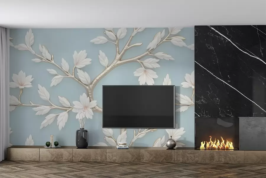 Fototapet Rozkvetlá větev je namalována v olejovém stylu w02842