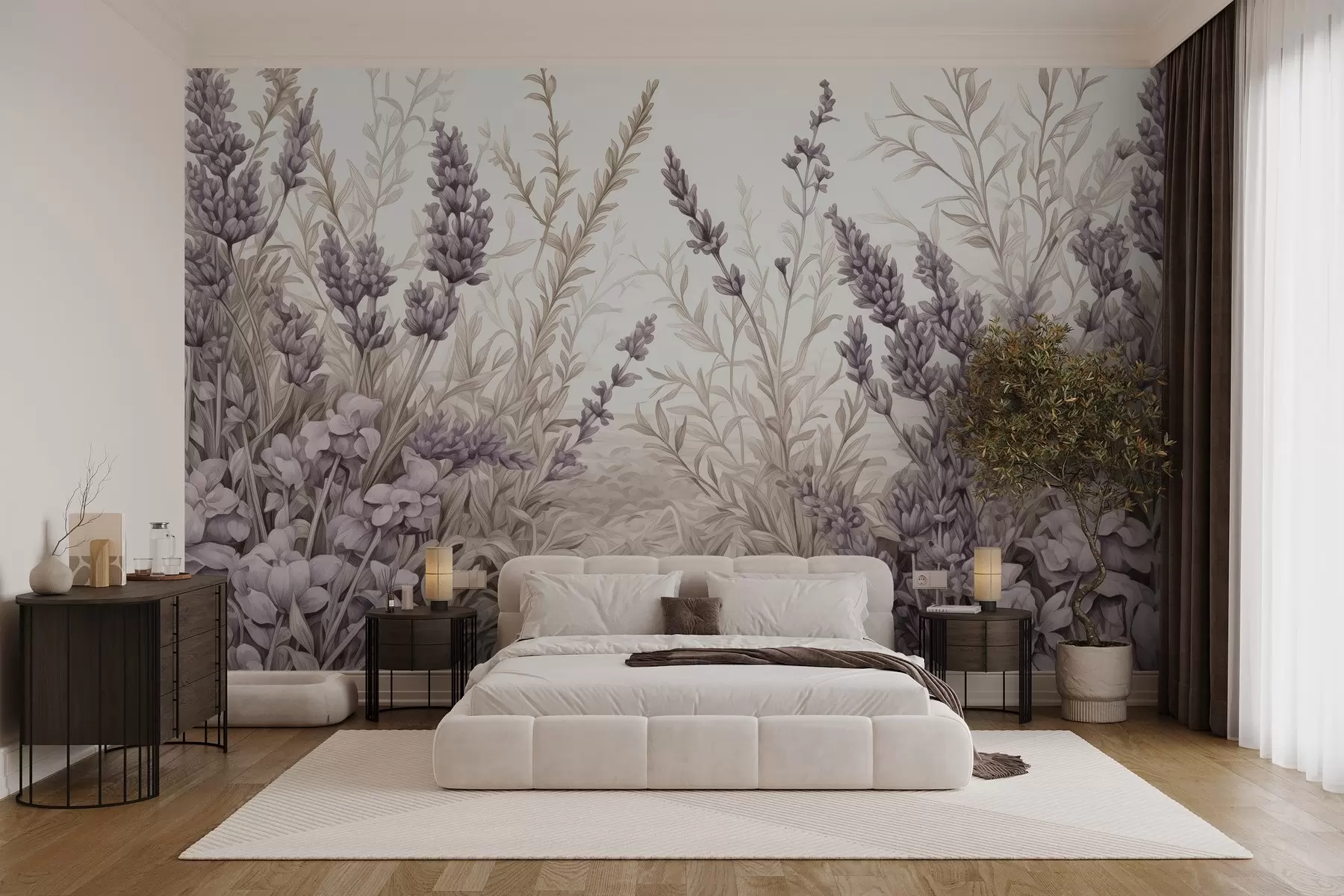 Fototapet Akvarel kvetoucí pole v pastelových barvách w02847