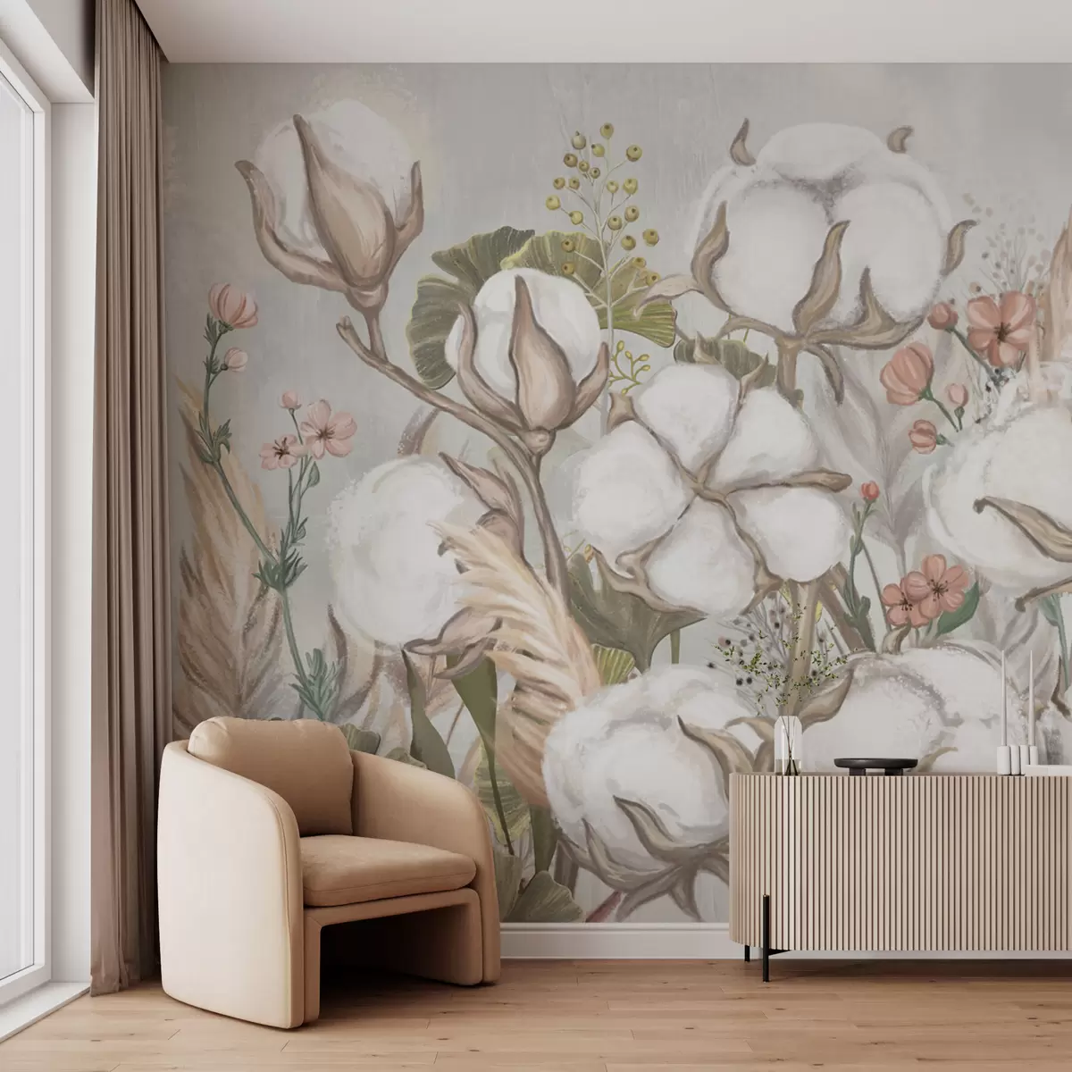 Fototapet Jemné aranžmá z bavlněných květů w02641