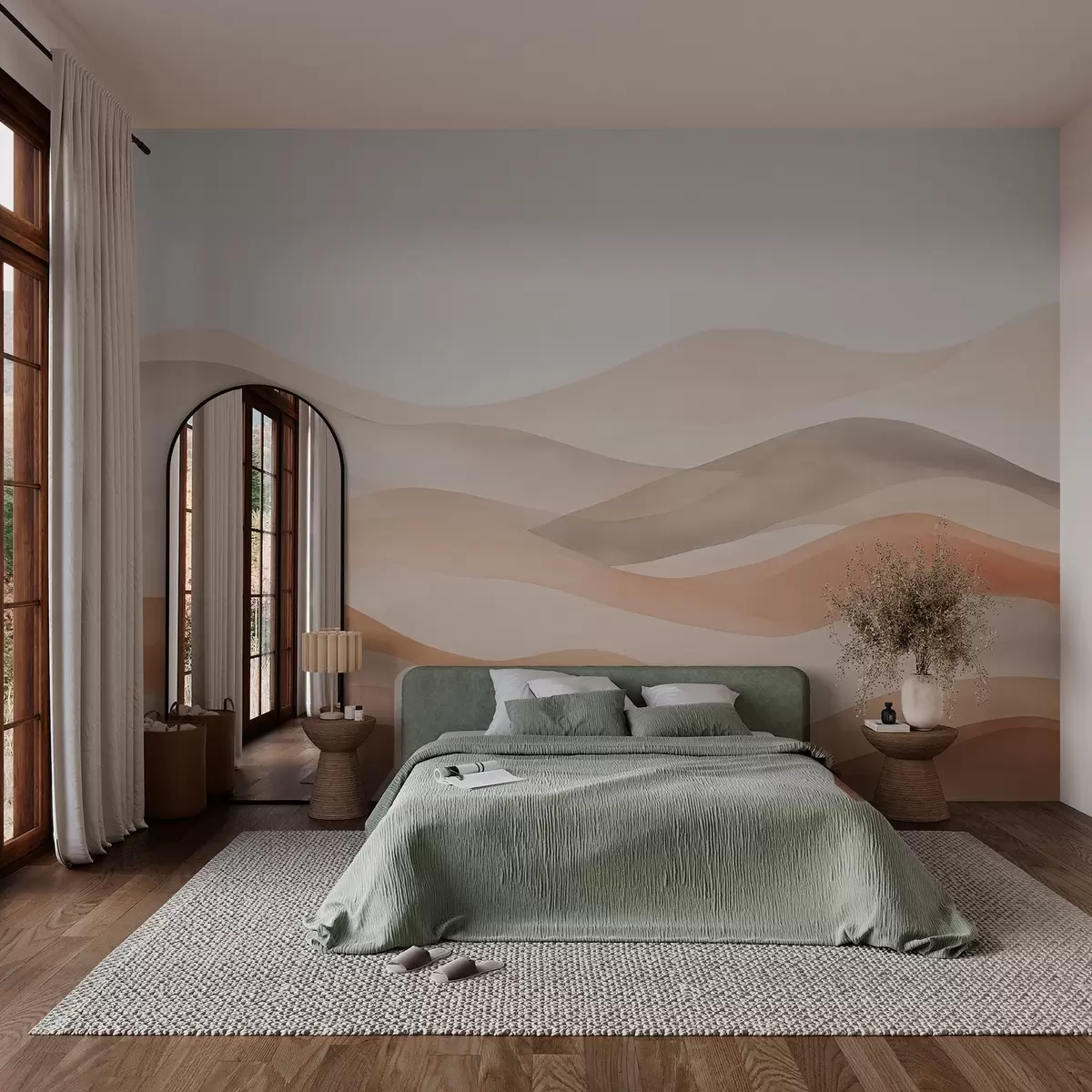 Fototapet Abstrakce s vlnami v béžových tónech w02860