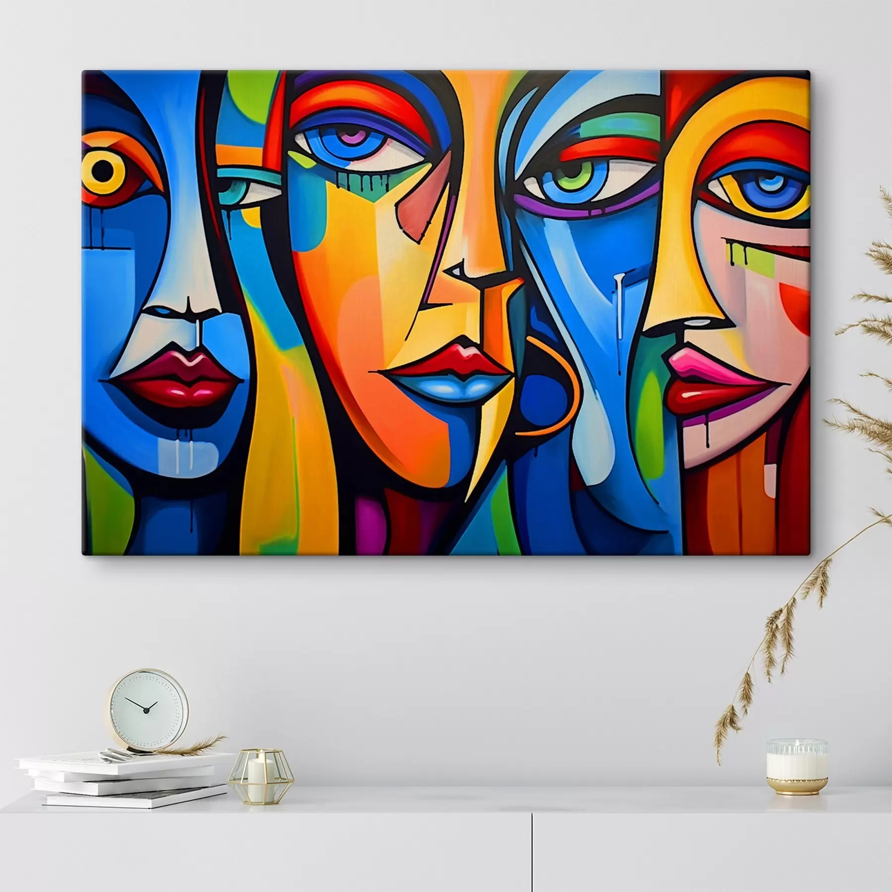 Fototapet Abstraktní obraz tváří s jasnými geometrickými tvary s42473