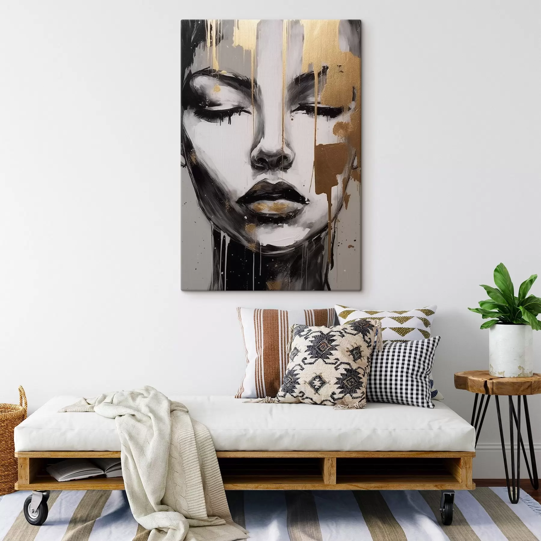 Obraz Černobílý portrét s abstraktními prvky Č. s42481