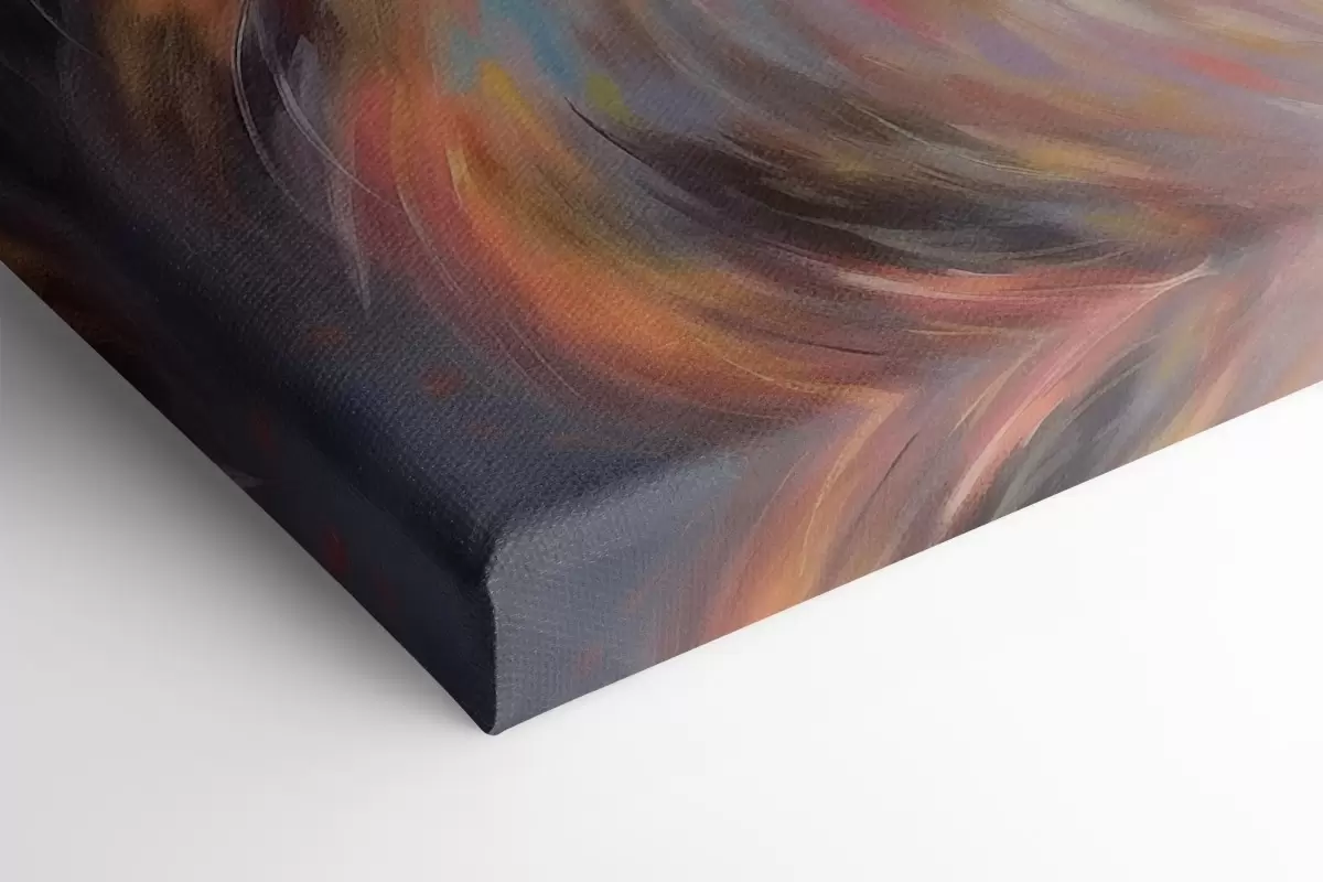 Obraz Chlupatá kočka s barevnou srstí na tmavém pozadí Č. s42484