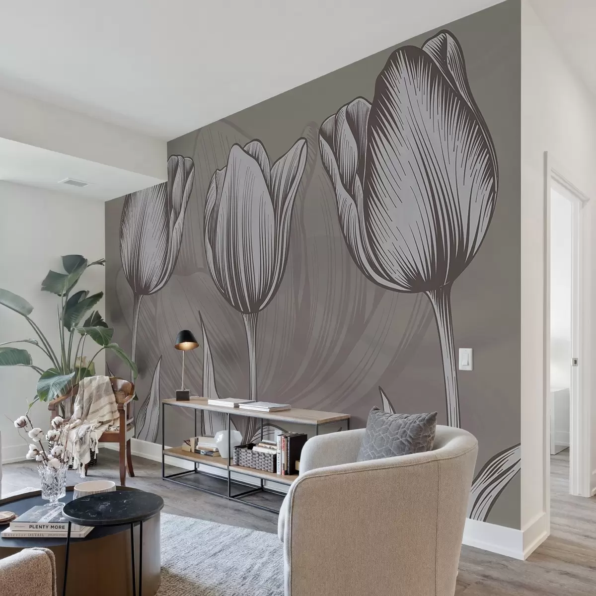 Fototapet Elegantní tulipány na hnědém pozadí w02786v3