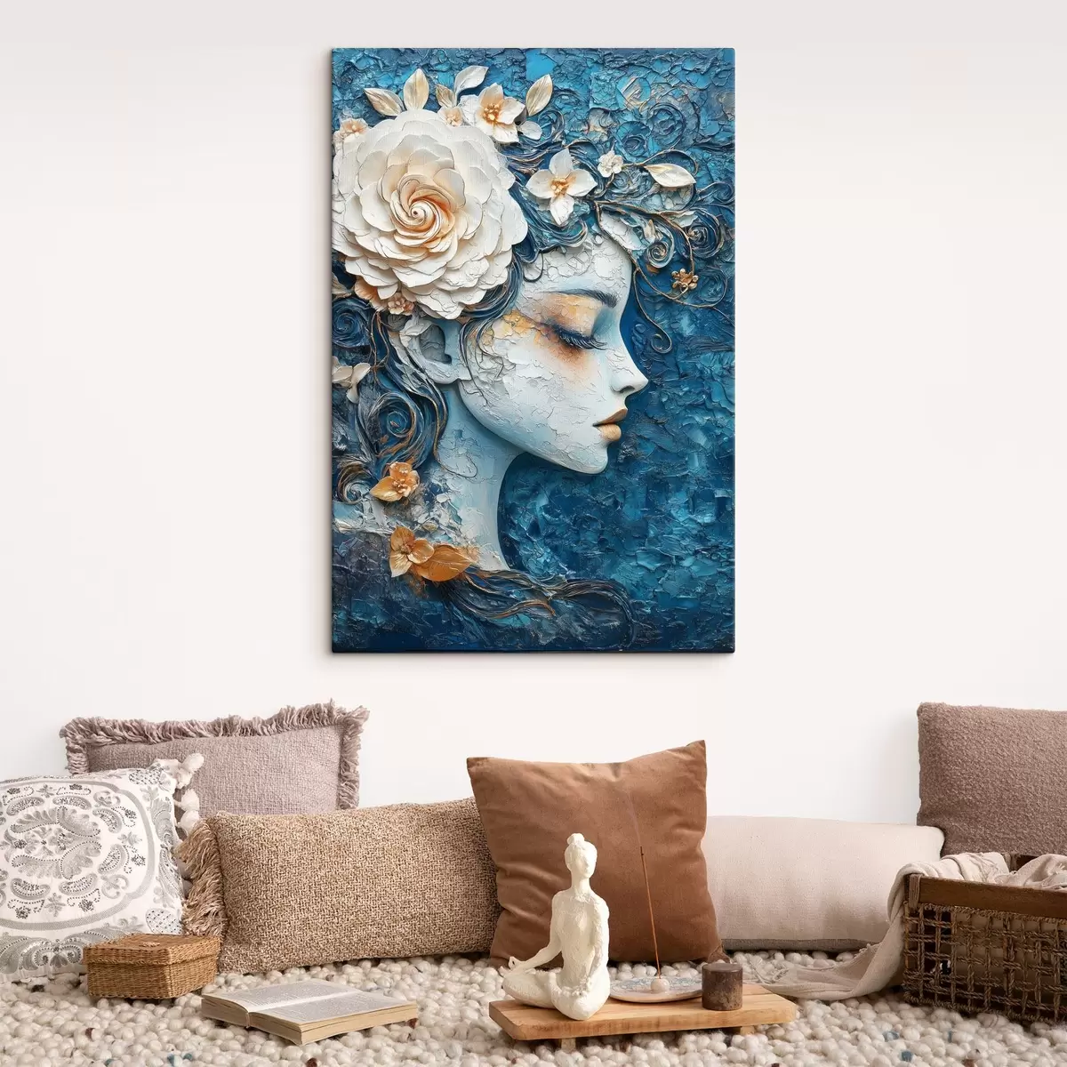 Obraz Kresba dívky z profilu v modrých tónech Č. s42495