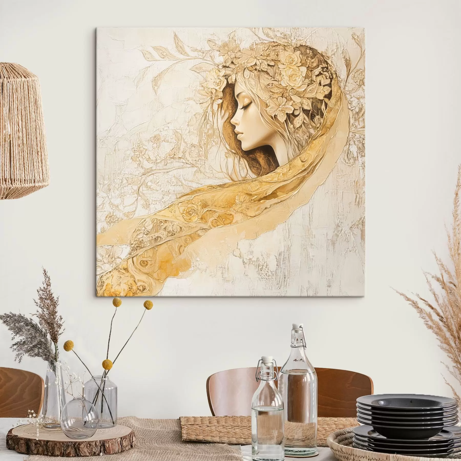 Fototapet Něžná dívka ve stylu olejomalby s květinami s42616