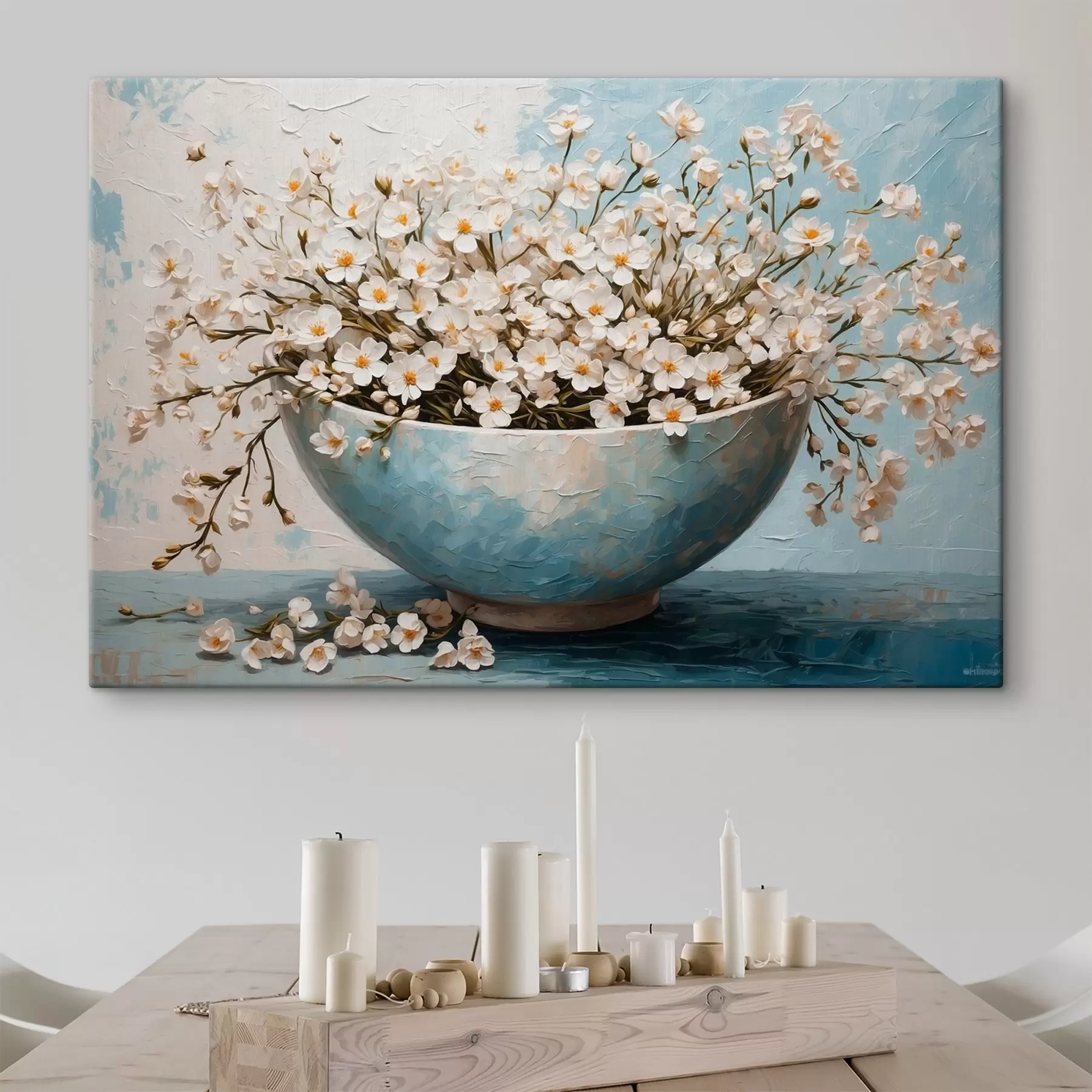 Obraz Bílé drobné květy v květináči Č. s42533