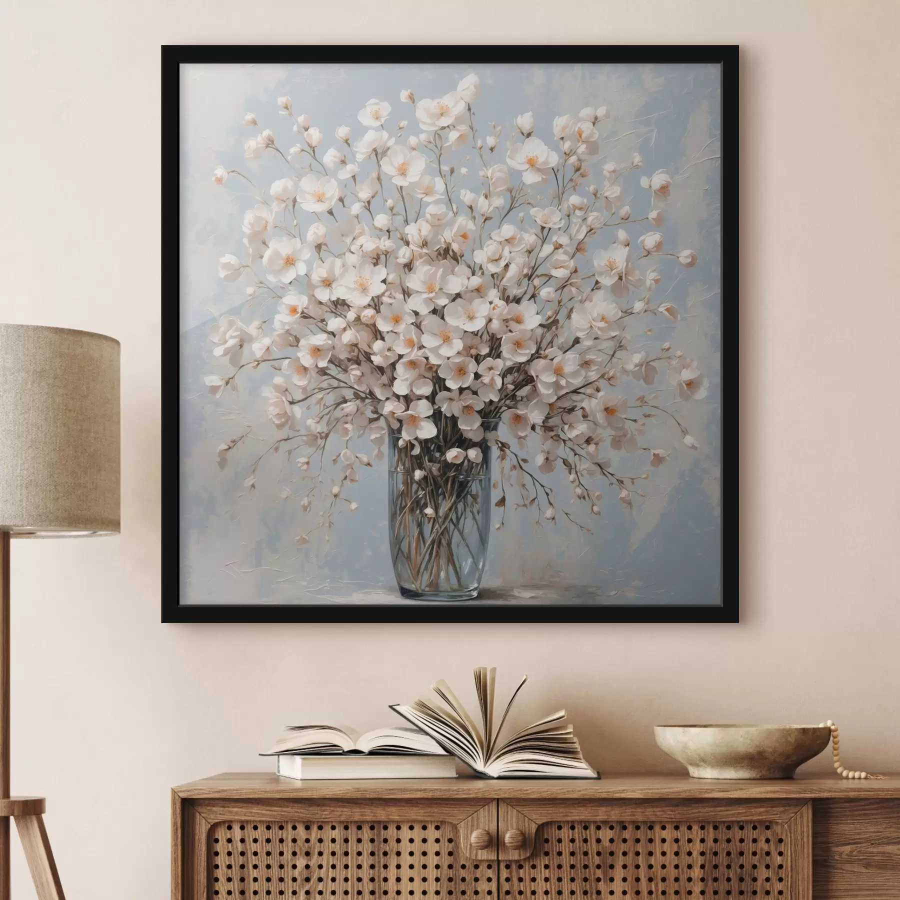 Fototapet Bílé květy v průhledné váze f42547