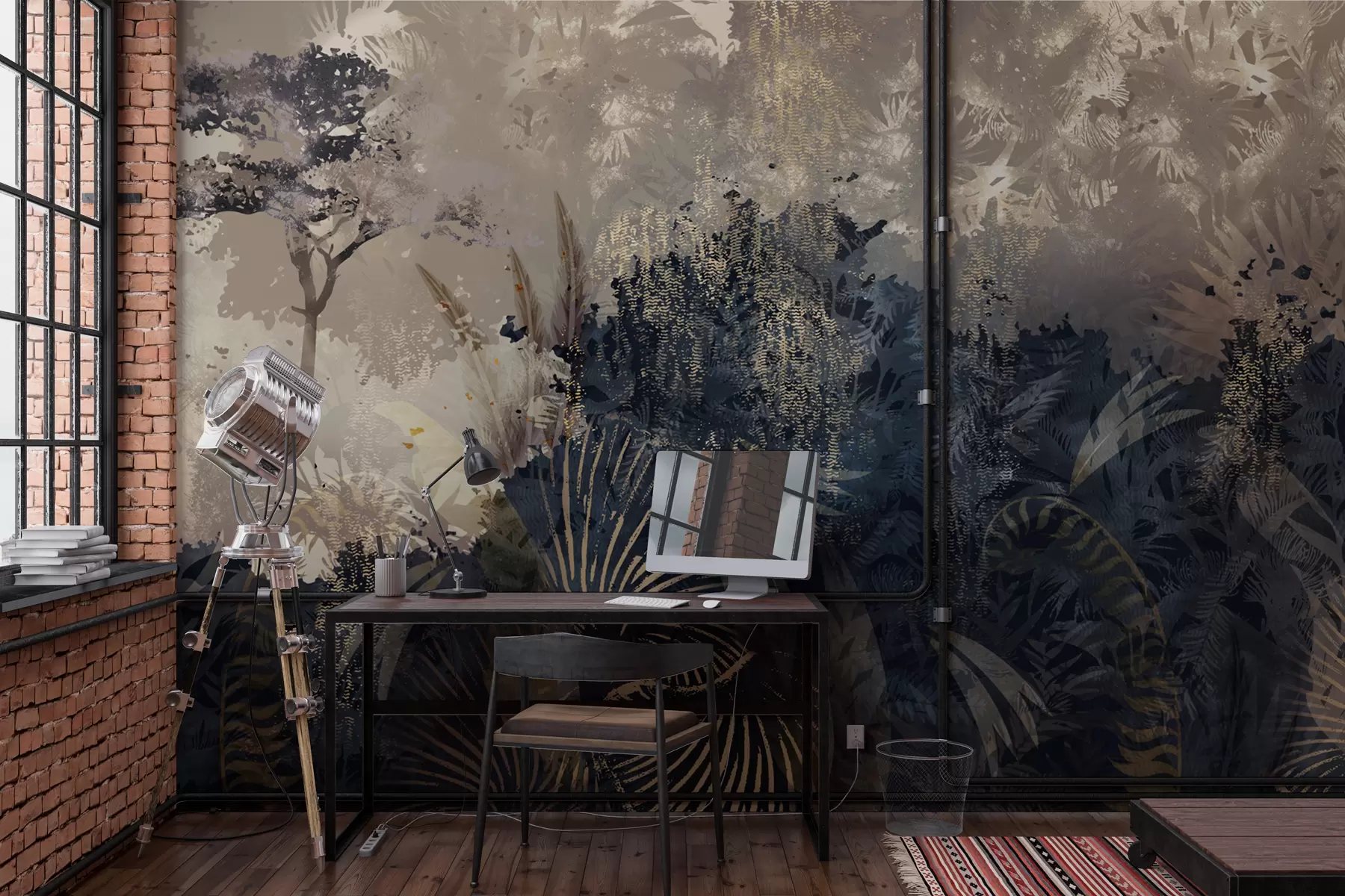 Fototapet Kouzelná Afrika s deštným pralesem a vektorovými prvky s hnědým odstínem w02643v1