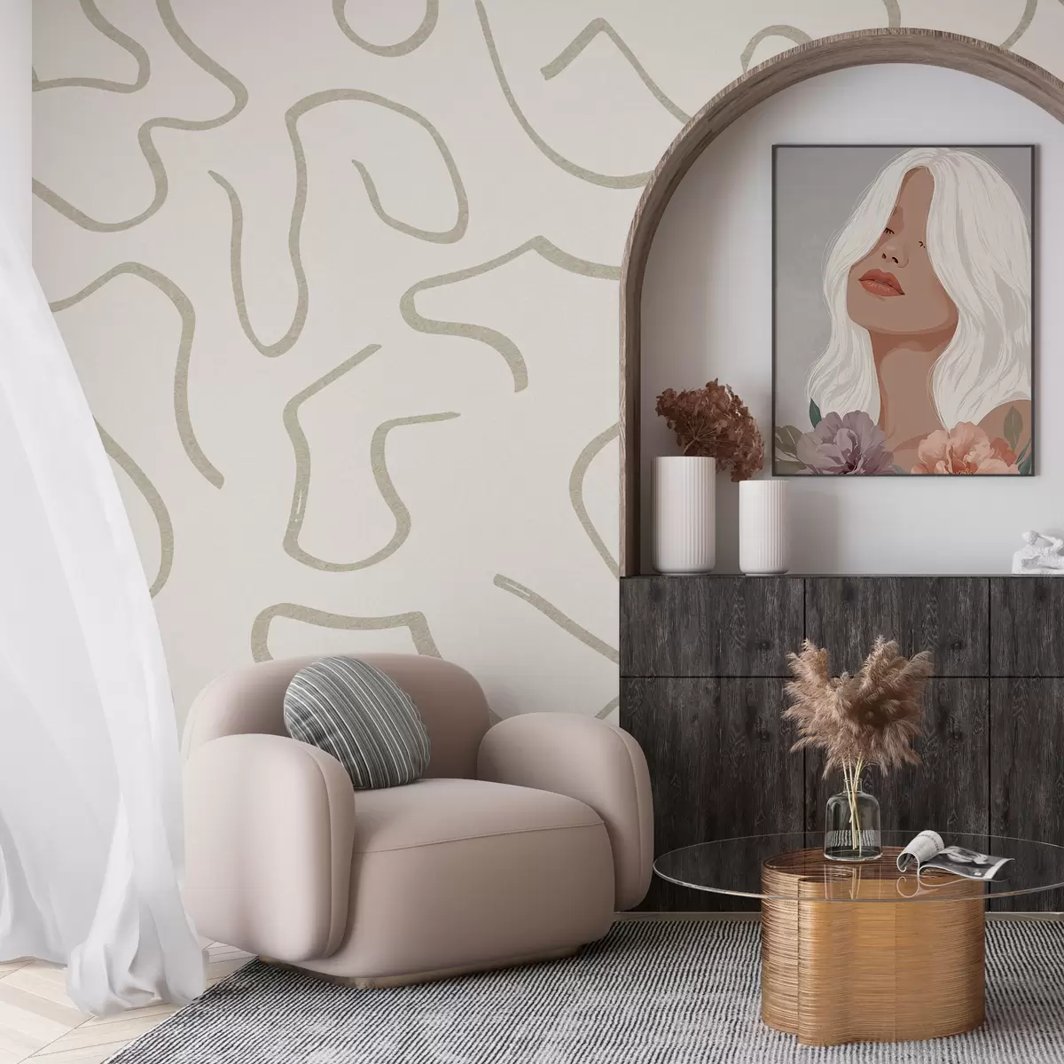 Fototapet Čáry a víry v pastelových barvách w02915