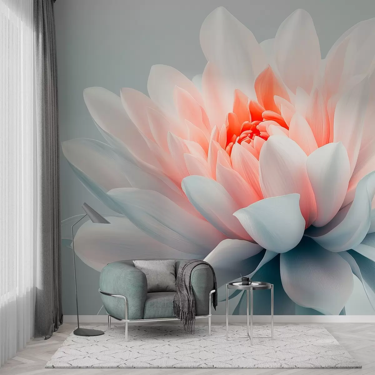 Fototapet Velká květina na šedém pozadí  w02906