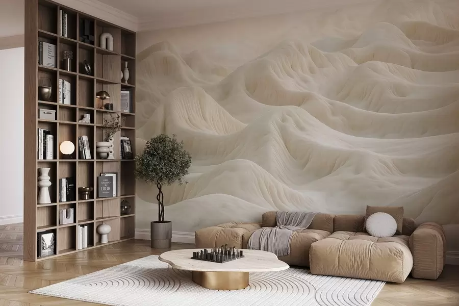 Fototapet Světle béžová krajina s kopci a dunami w08693v1