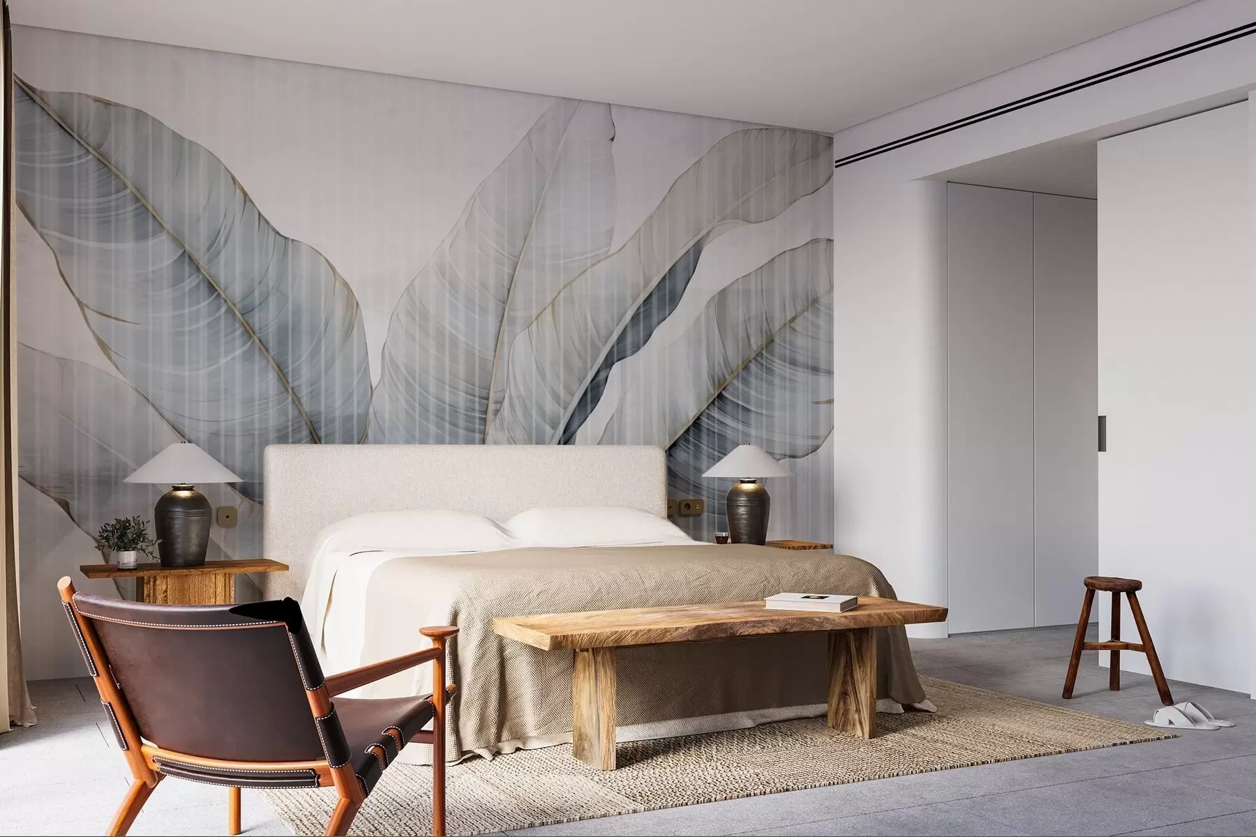 Fototapet Velké listy na stěně w02982