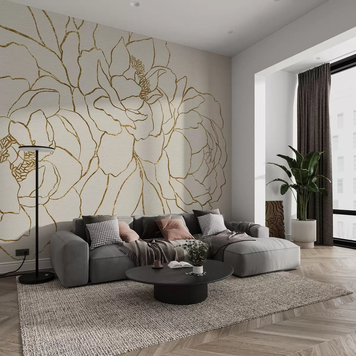 Fototapet Tři růže nakreslené čárou w08713