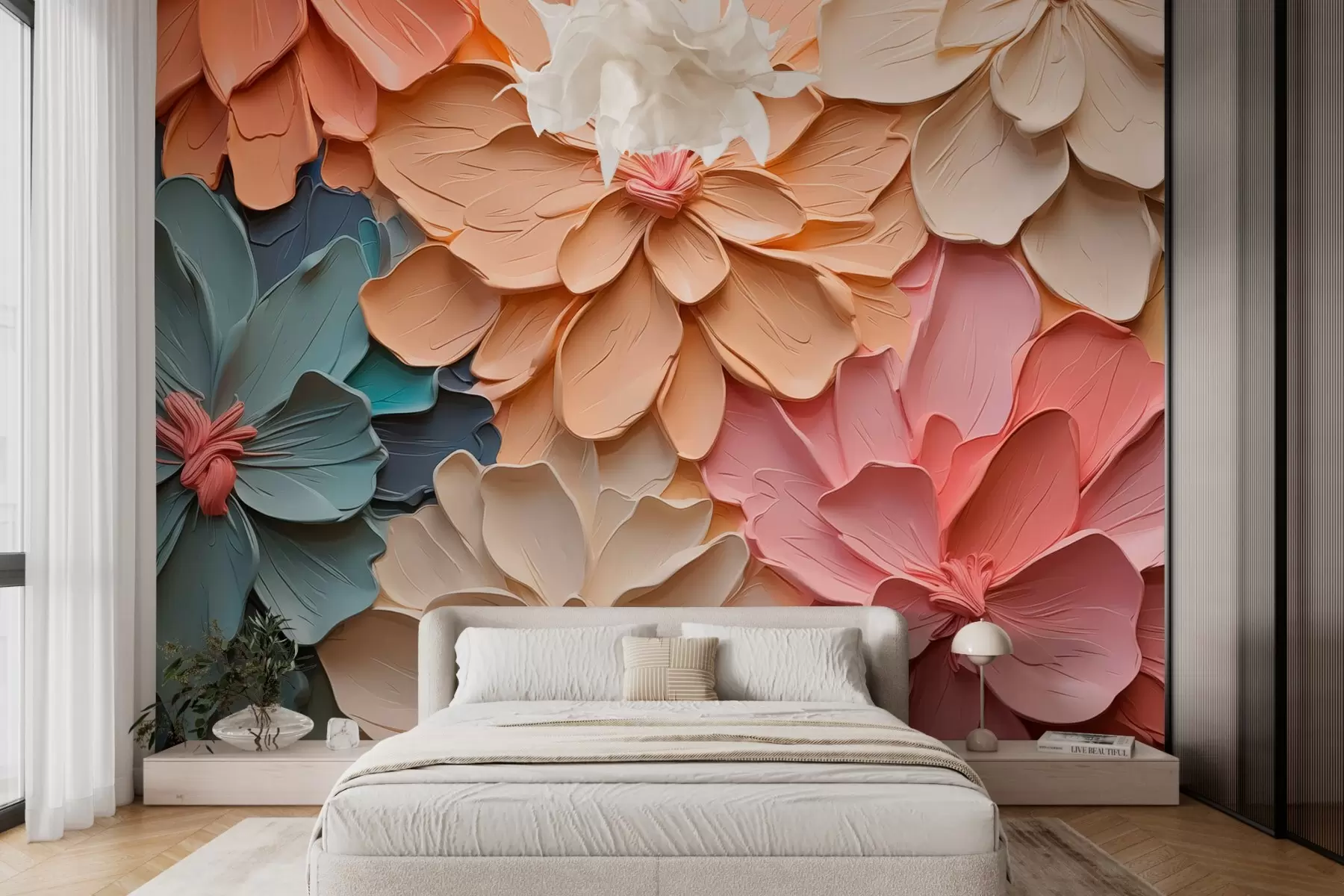 Fototapet Abstraktní květiny imitující tahy štětcem w03027