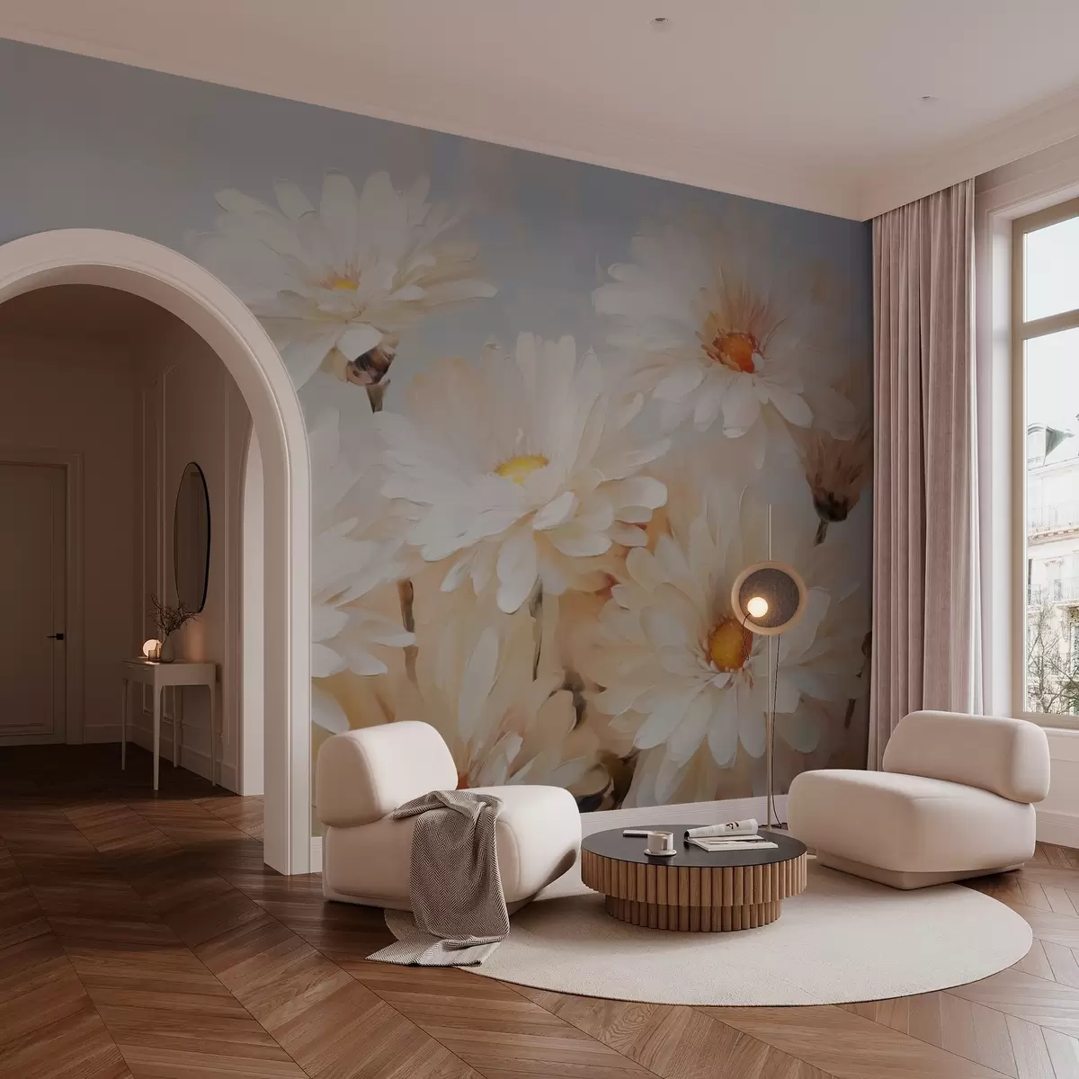 Fototapet Chryzantémy imitace olejomalba w03034