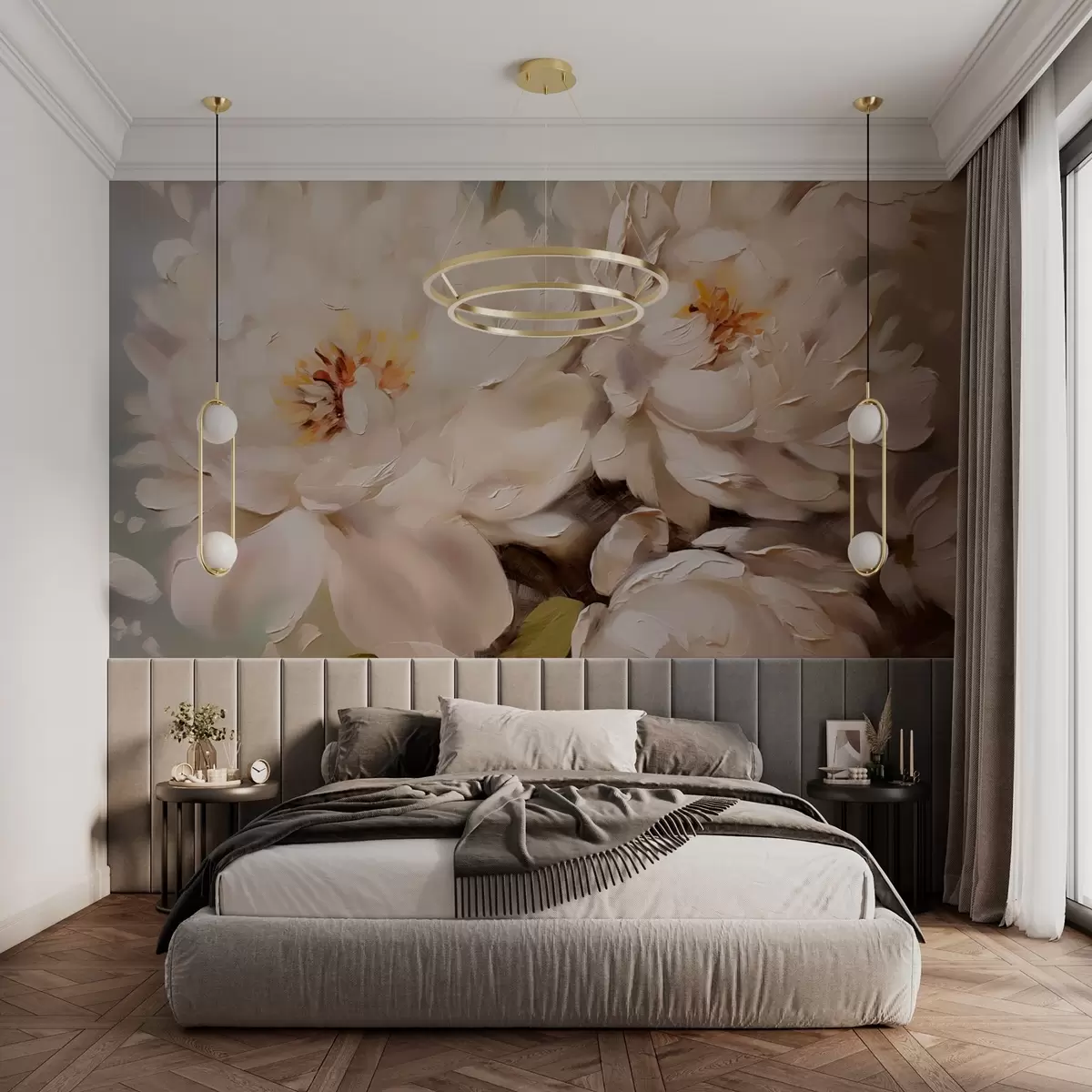 Fototapet Velké pivoňky imitace olejomalba w03035