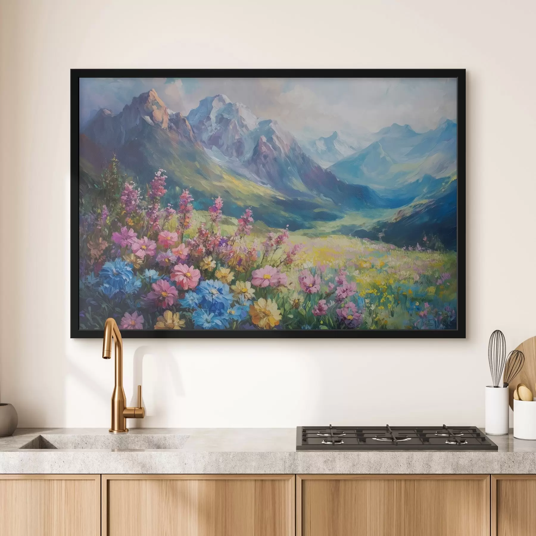 Fototapet Kvetoucí louka v horách f42855