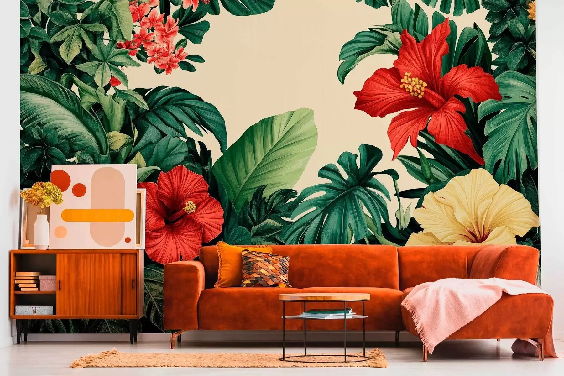 Fototapet Tropická zahrada s květinami w03021