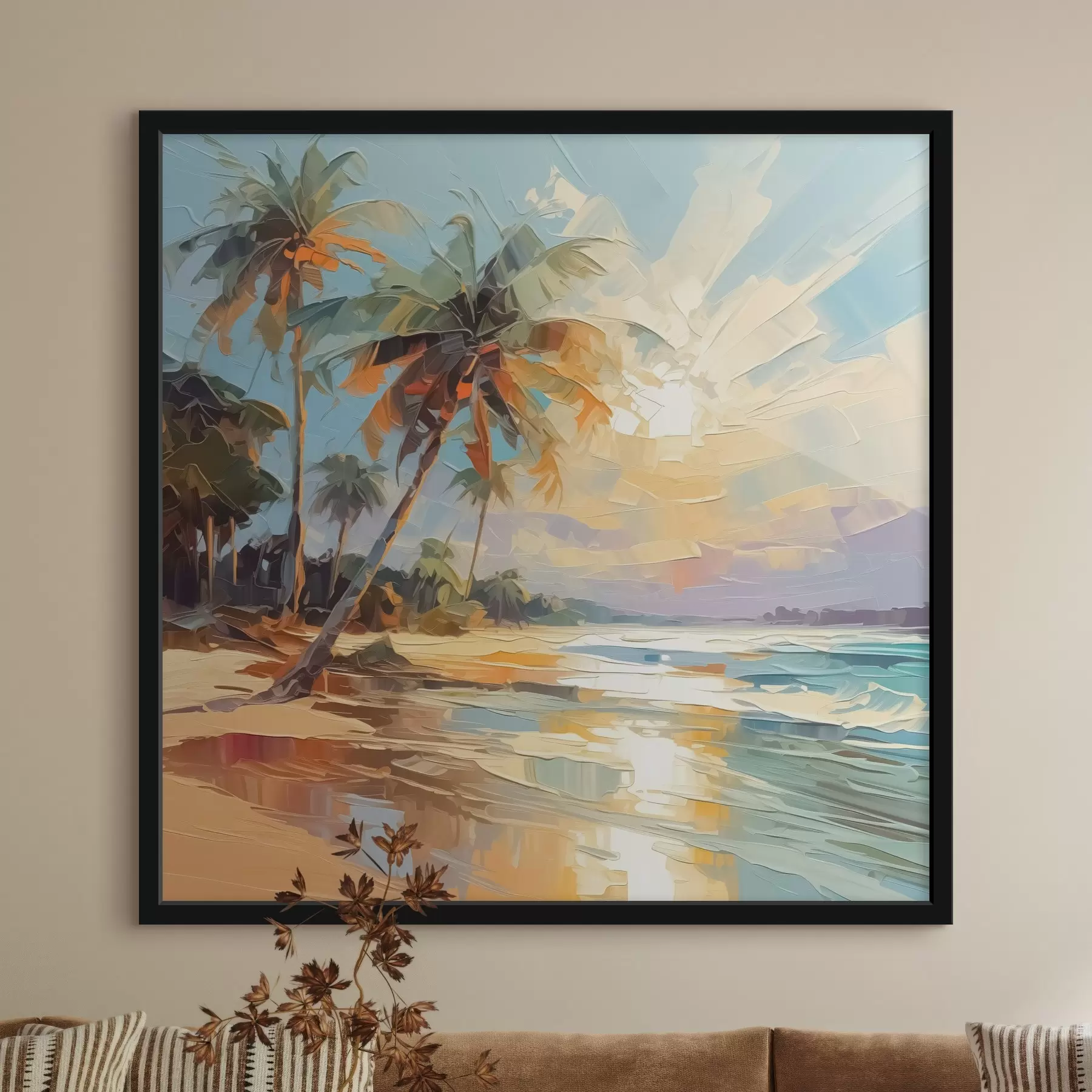 Fototapet Palmy u moře imitace malby f42897