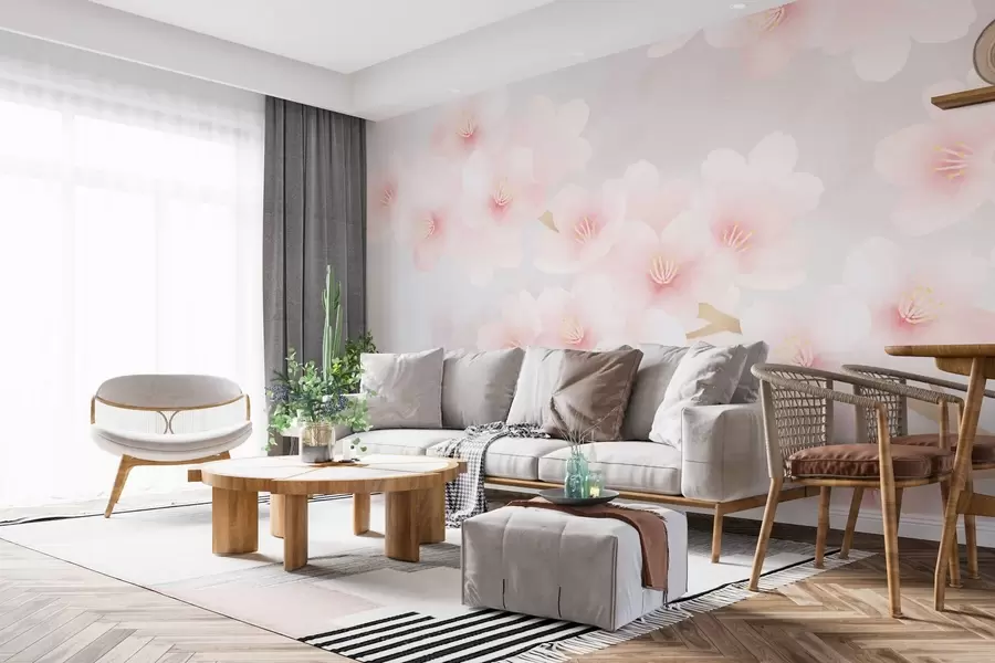 Fototapet Jemné větve s růžovými květy w03099