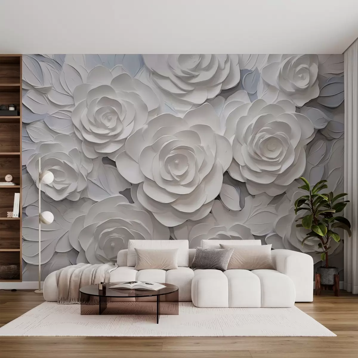 Fototapet Bílé abstraktní růže w03070