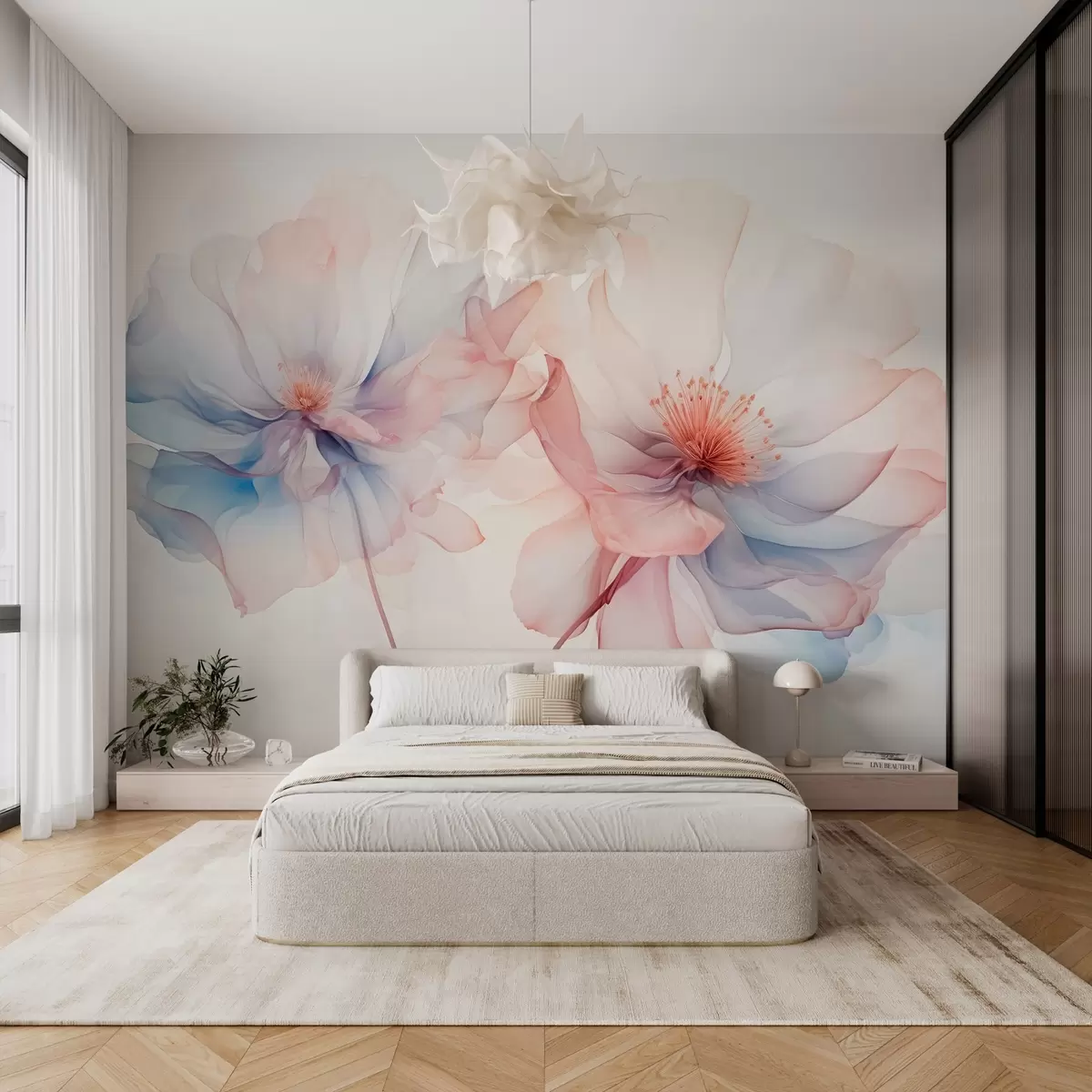 Fototapet Dvě květiny imitace akvarelu w03071