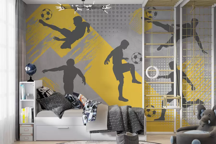 Fototapet Siluety fotbalistů na abstraktním pozadí w03001