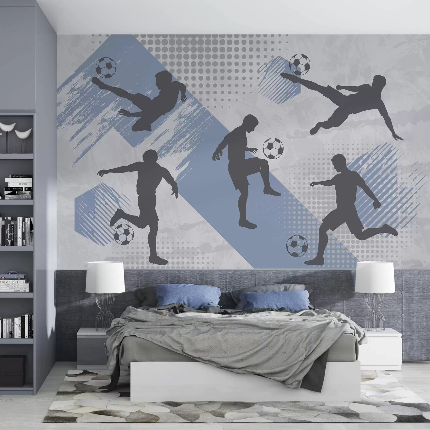 Fototapet Siluety fotbalistů na abstraktním pozadí w03001v1