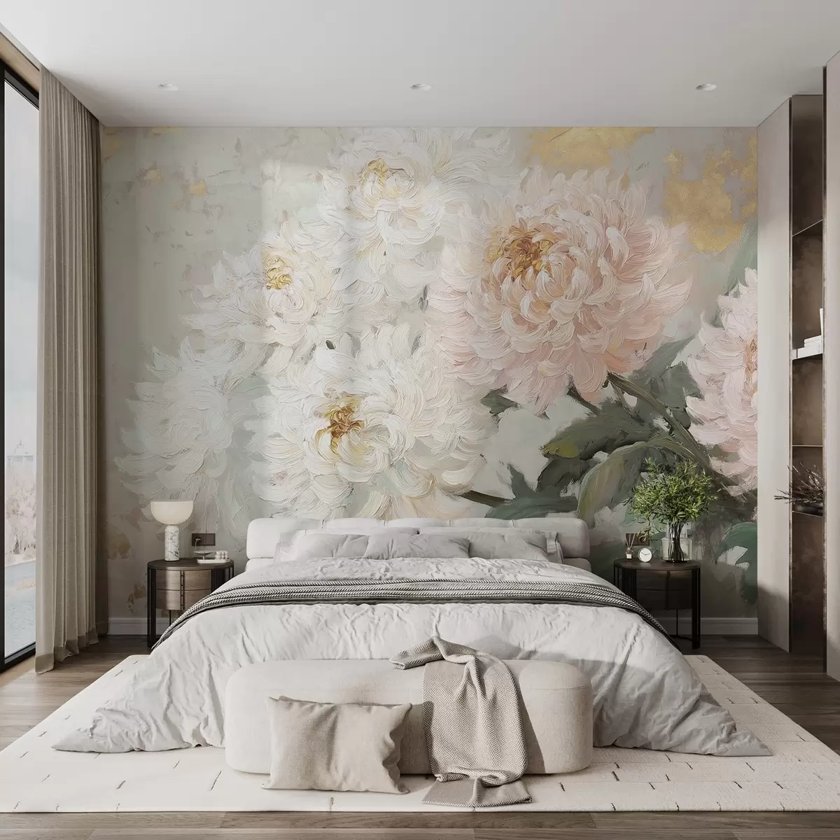 Fototapet Jemné chryzantémy v akrylovém stylu w08766