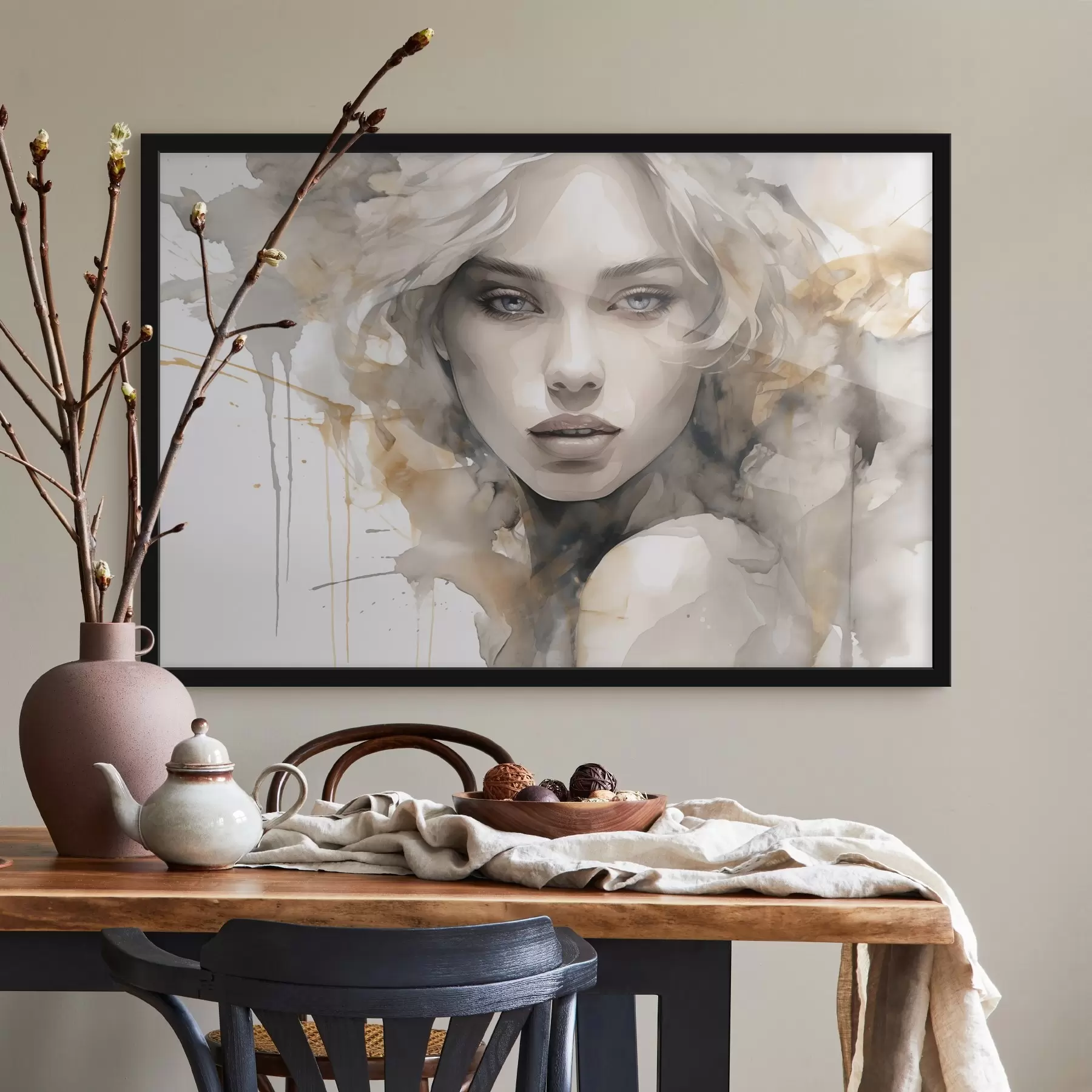 Fototapet Elegantní umělecký portrét ženy ve stylu akvarelu f42928