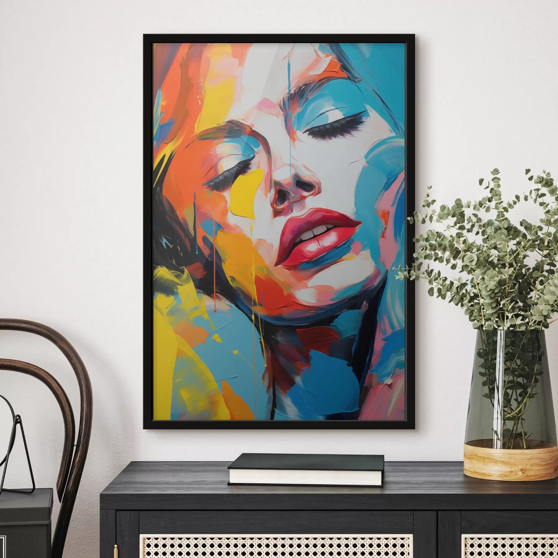 Obraz Abstraktní portrét ženy v expresivních barvách Č. f42935