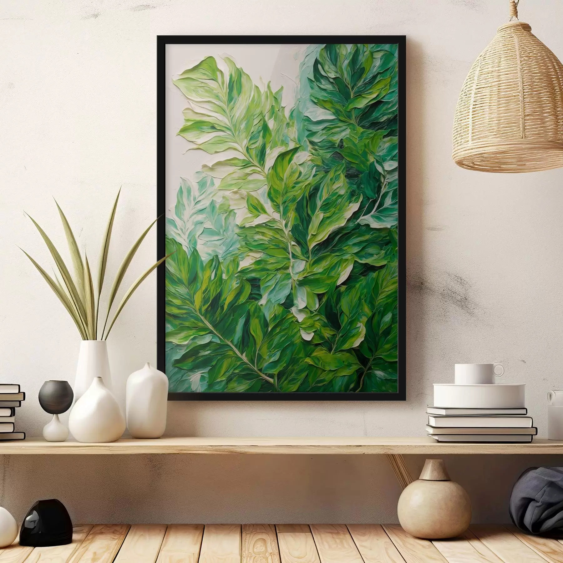 Fototapet Tropické listy ve stylu olejomalby f42767