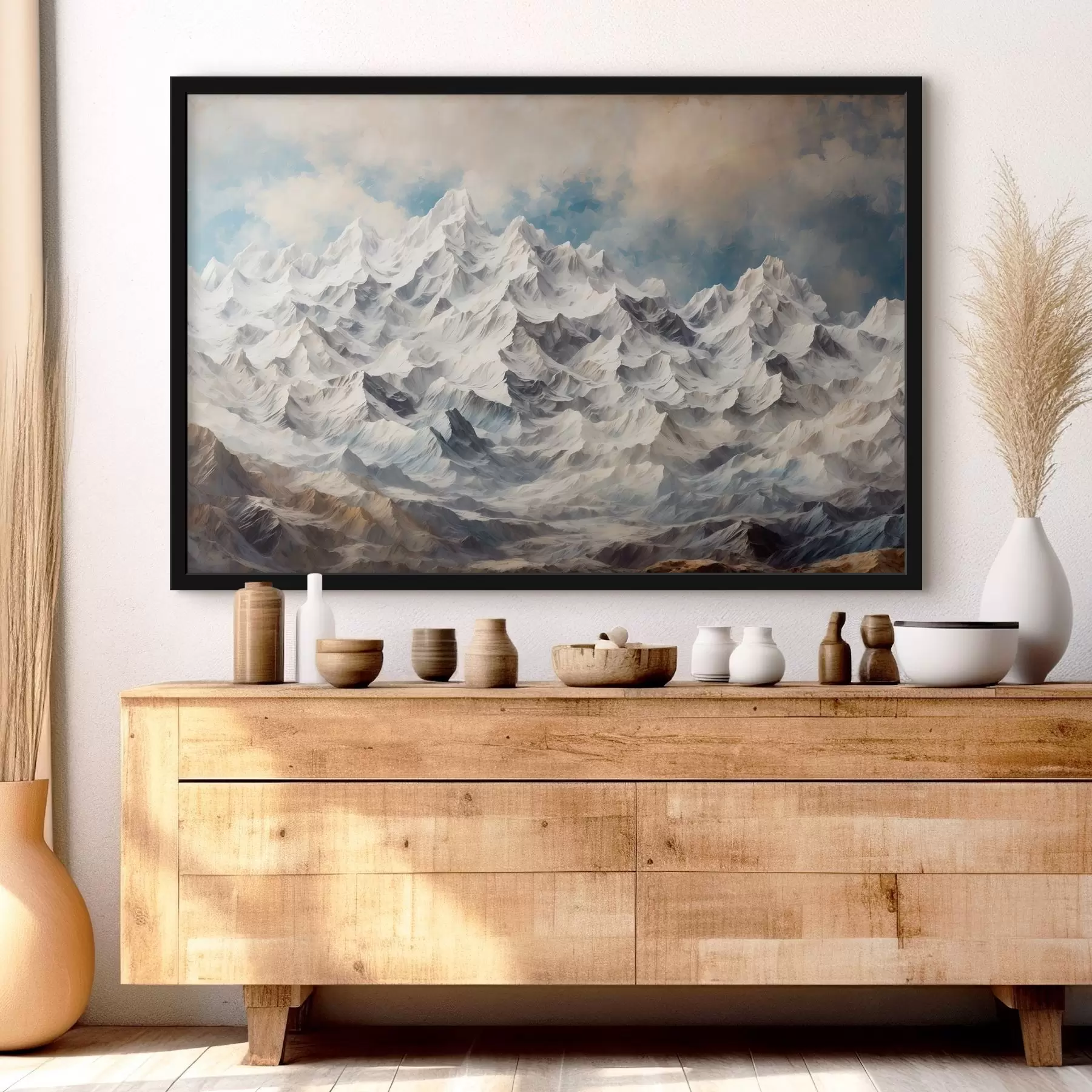 Fototapet Zasněžené hory ve stylu akrylové malby f42775