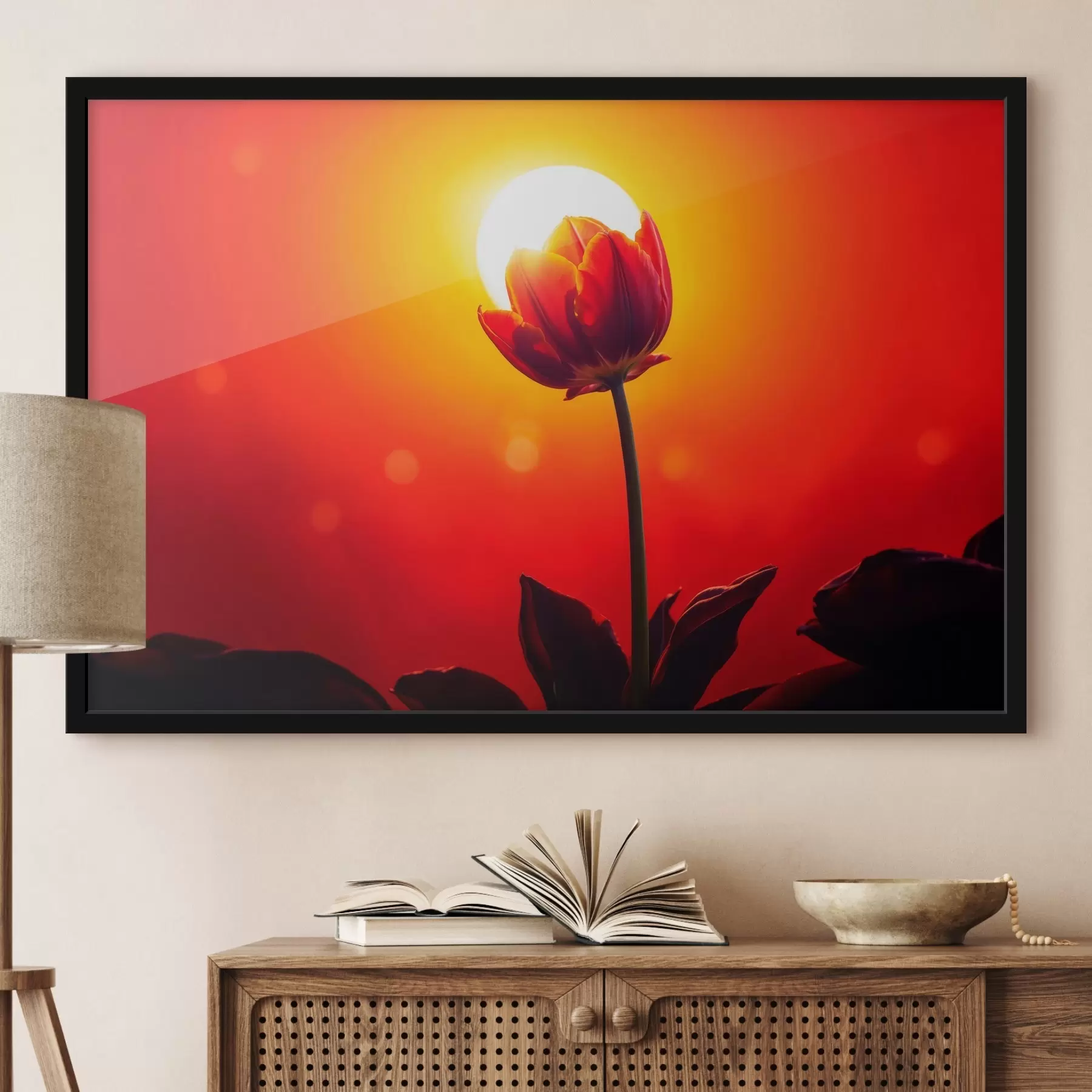 Obraz Tulipán na pozadí západu slunce Č. f42922