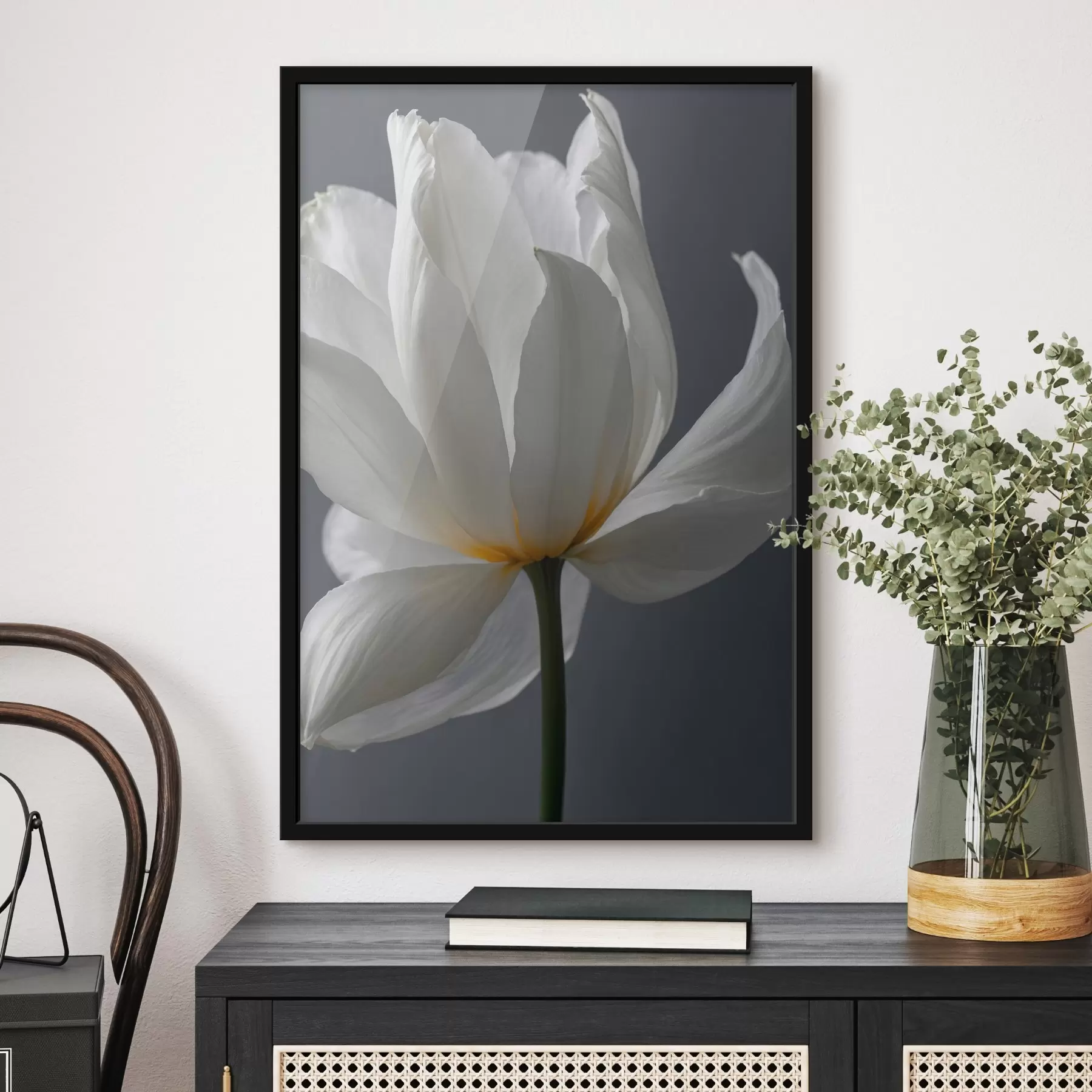 Obraz Bílý květ na šedém pozadí Č. f42779