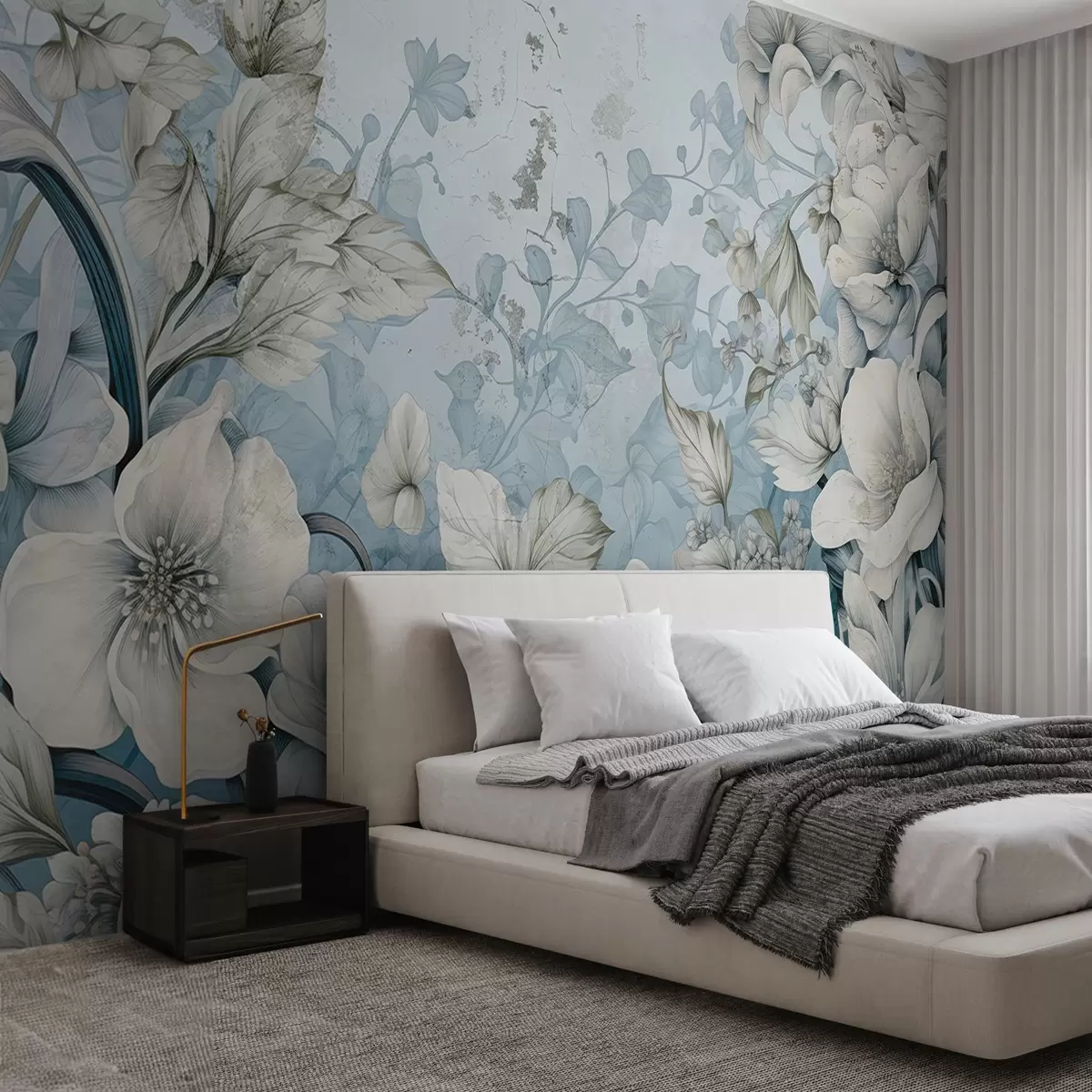 Fototapet Fantasy malované květiny na zdi w03191