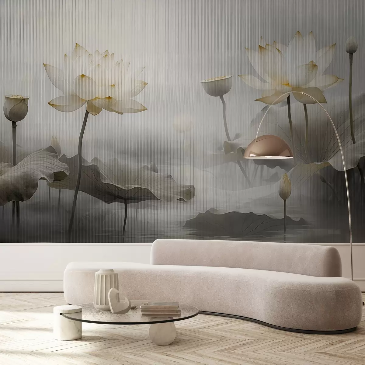 Fototapet Pohled na lotosy za sklem w03200v2