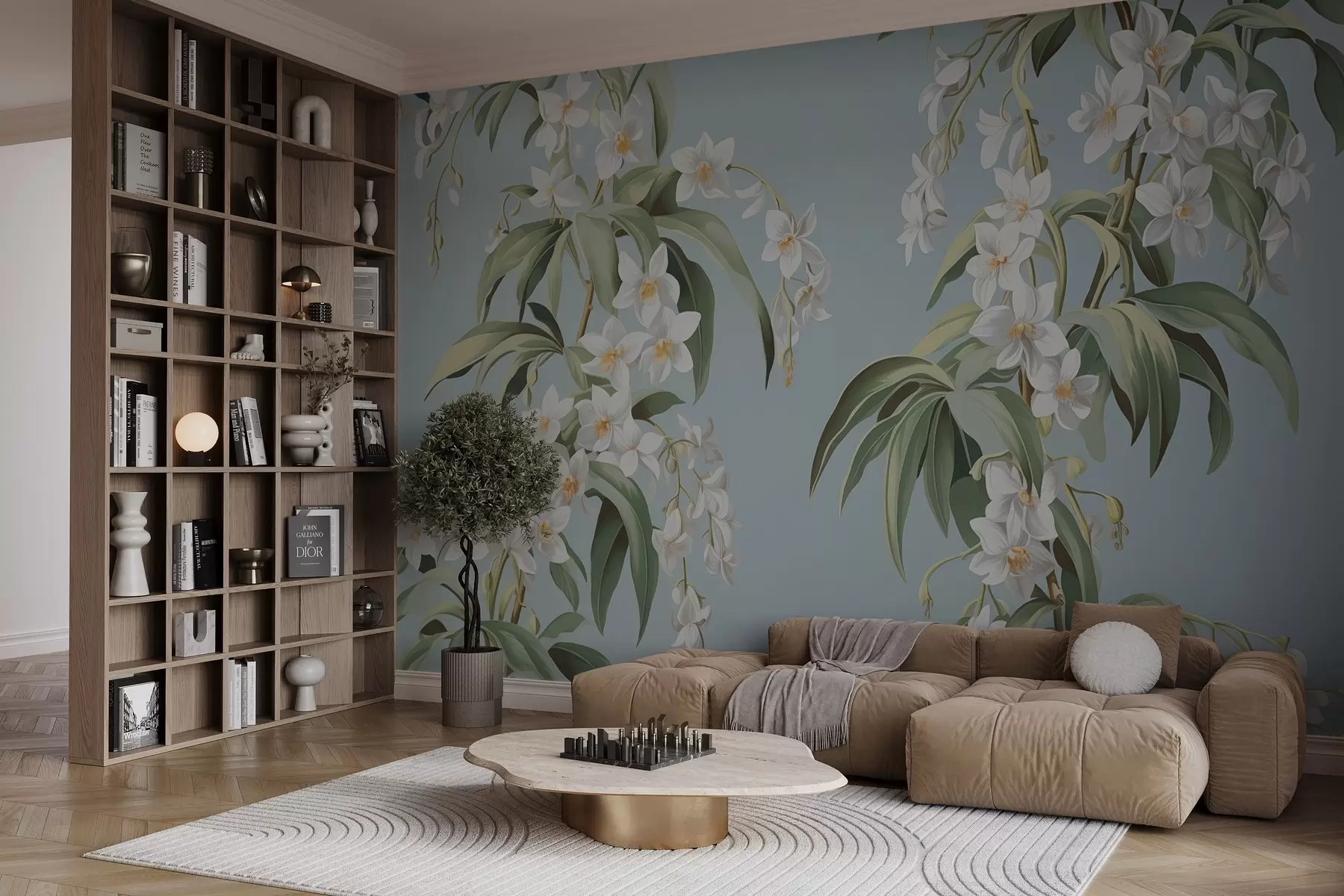 Fototapet Kreslené kvetoucí větve w03204